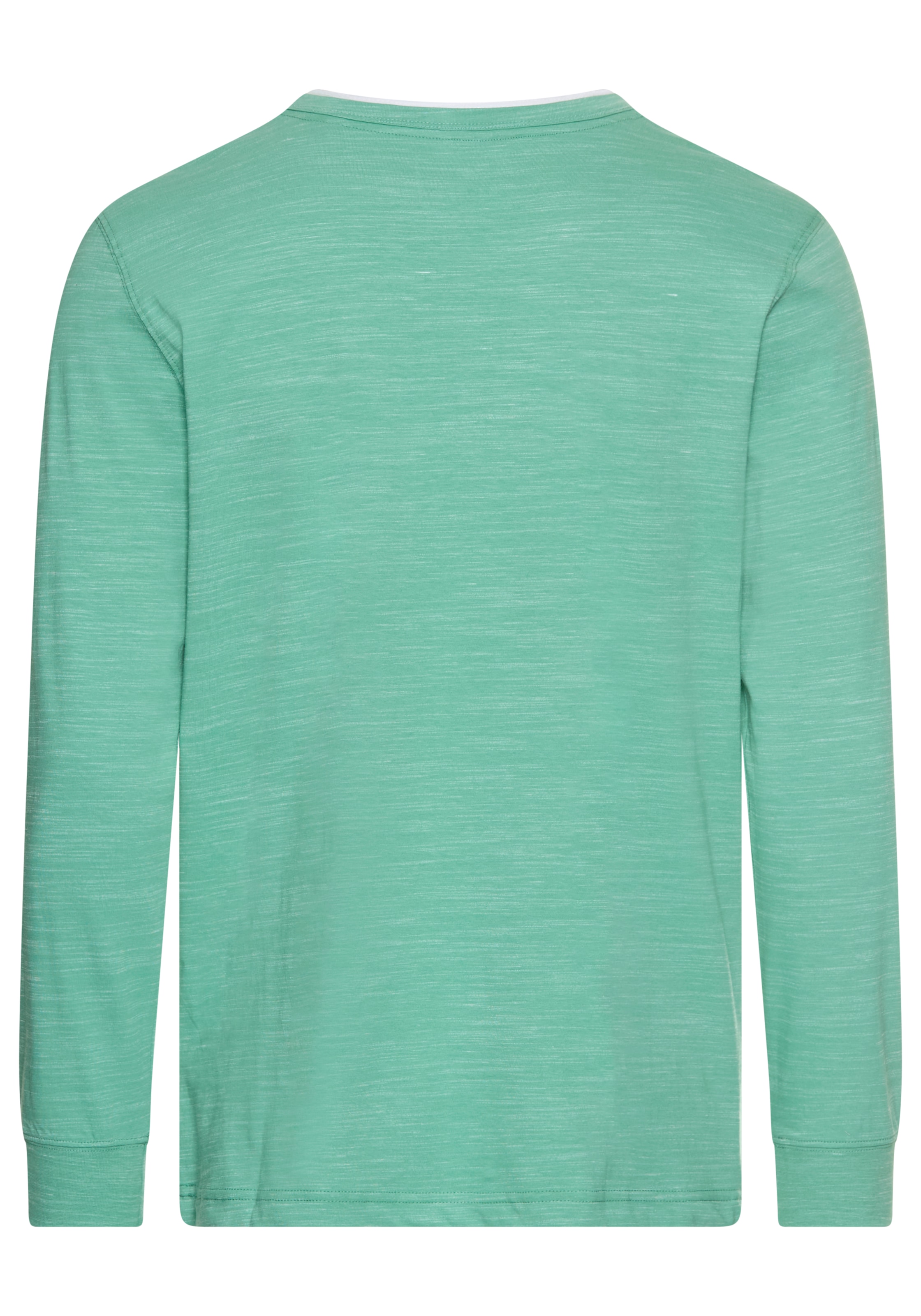 DELMAO Henleyshirt Langarm,  melierte Optik,  Henleykragen,  aus Baumwollmischung