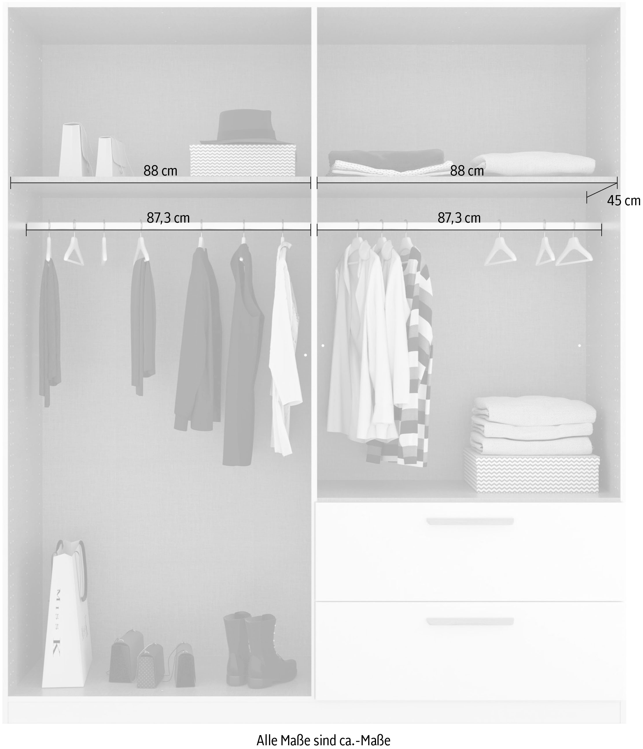 rauch Kleiderschrank »Skandi by Quadra Spin Schlafzimmerschrank«, im Landhaus-Stil mit Massivholzgriffen aus Wildeiche, mit Schubladen