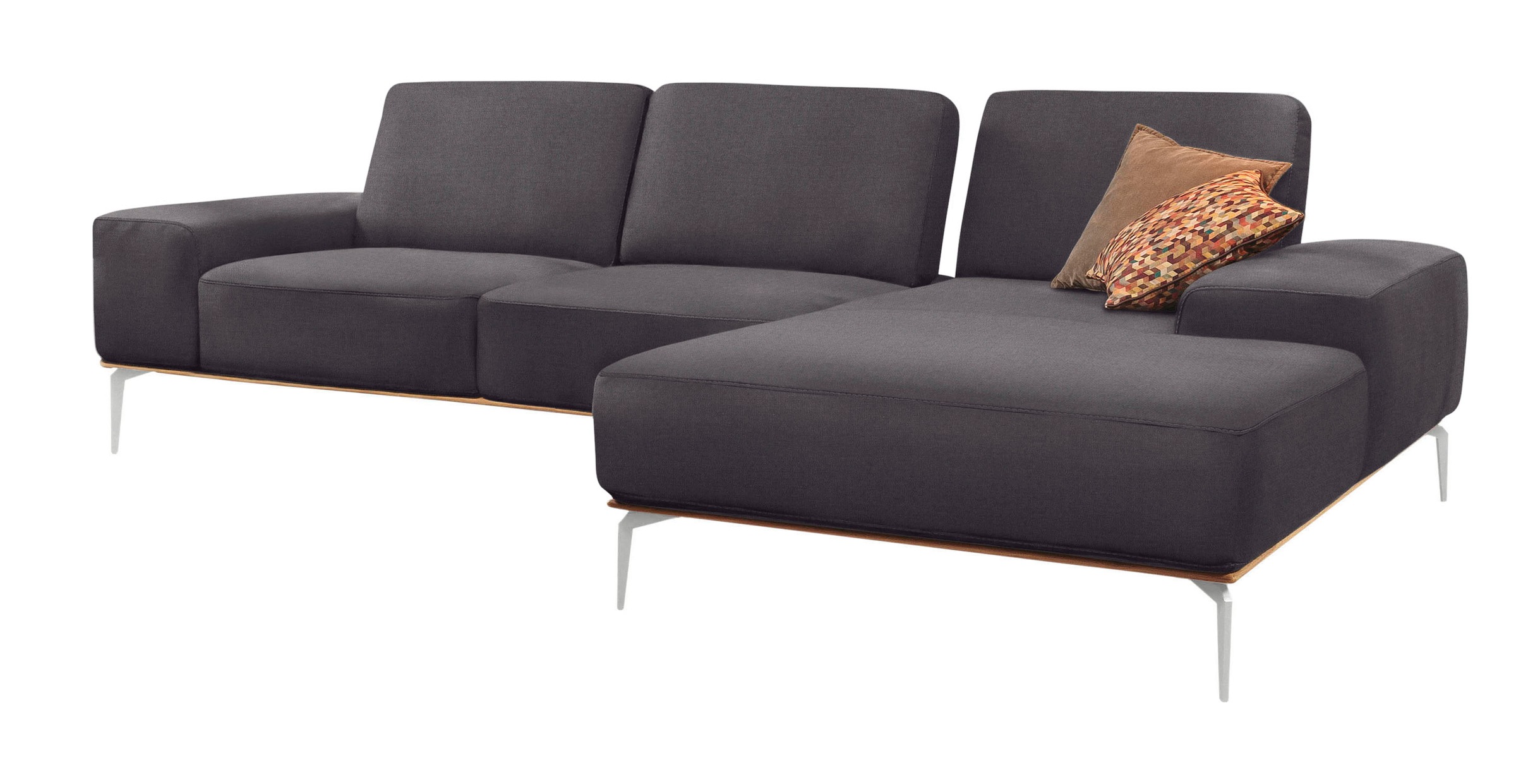 W.SCHILLIG Ecksofa »run, Designsofa mit tollem Sitzkomfort, bequem, L-Form«, mit elegantem Holzsockel, Füße in Chrom glänzend, Breite 319 cm