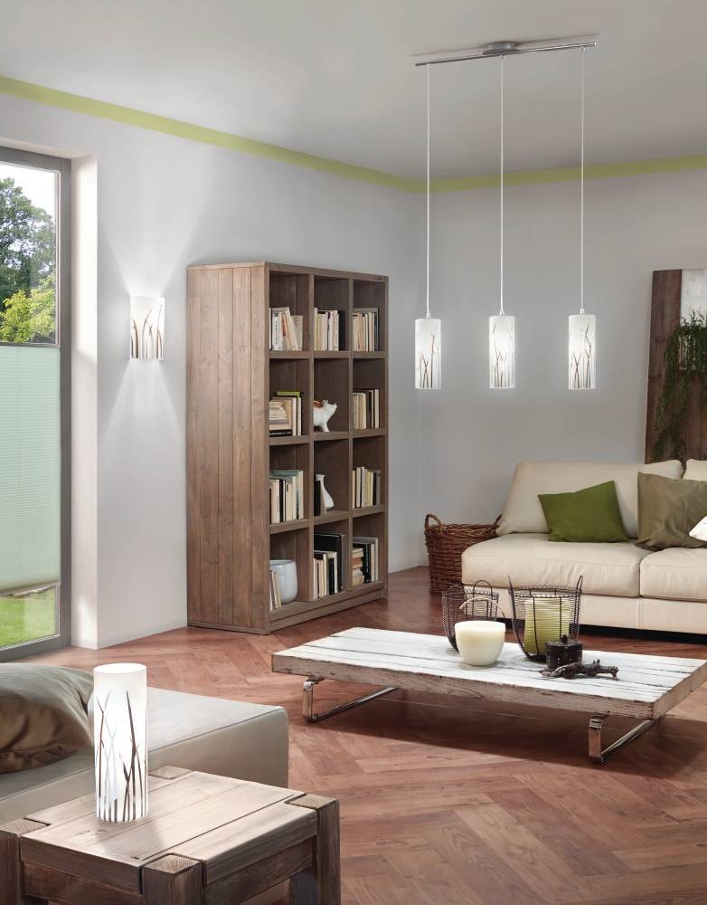 EGLO Tischleuchte »RIVATO Tischlampe, Nachttischlampe, Glas mit Dekor, weiß, chrom, E27« E27 Gräser-Dekor, elegant, modern, Wohnzimmer, Schlafzimmer, 26x9cm