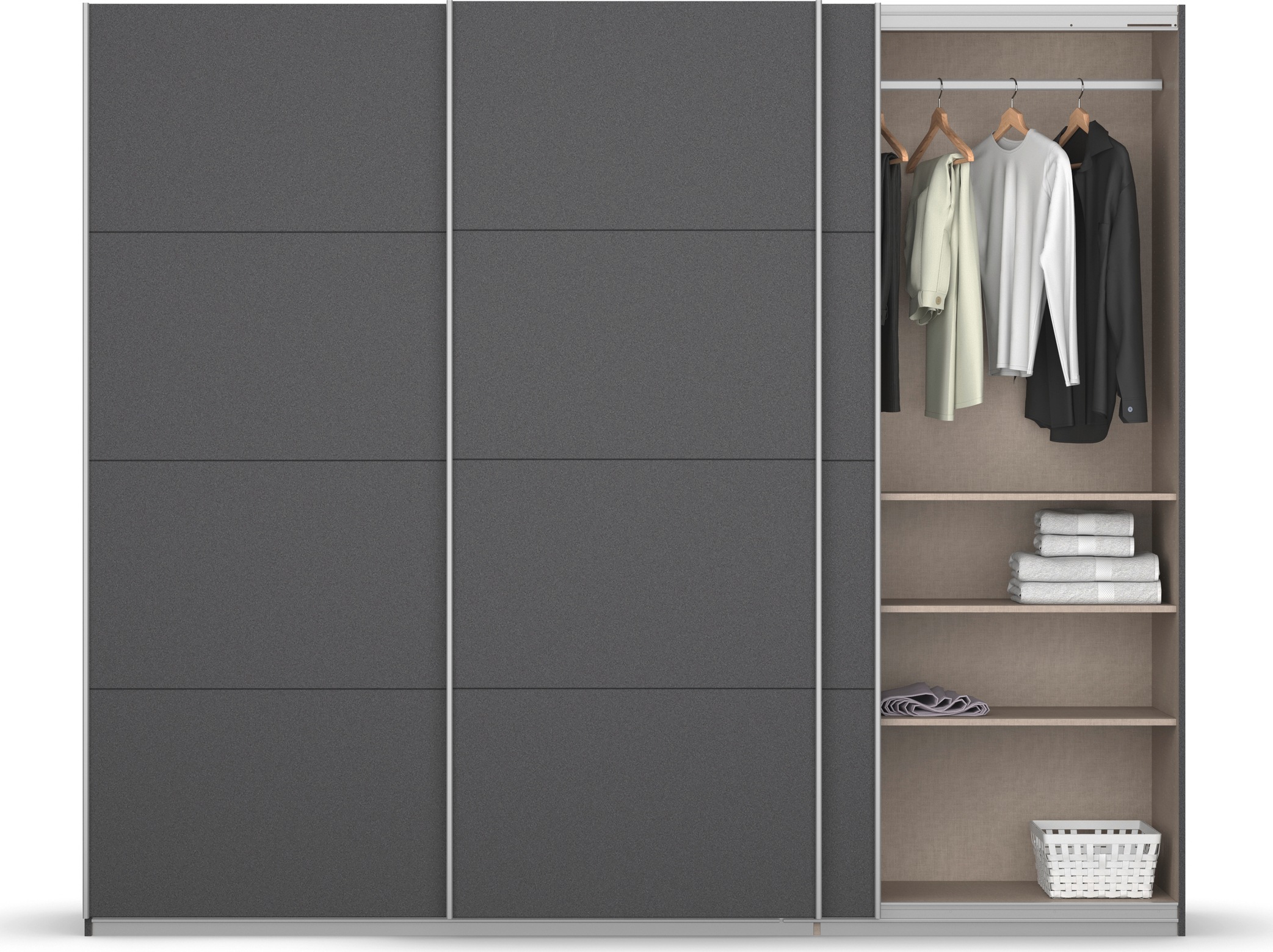 rauch Schwebetürenschrank »Kleiderschrank Schrank Garderobe KOLUNA mit Dekor-Front«, inkl. 2 Innenschubladen sowie extra Einlegeböden MADE IN GERMANY
