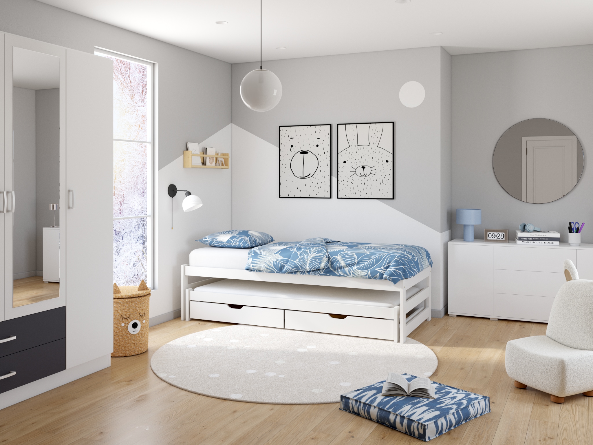 Lüttenhütt Funktionsbett »"TORGNY " mit 2 Schubladen« mit zwei Schlafplätzen