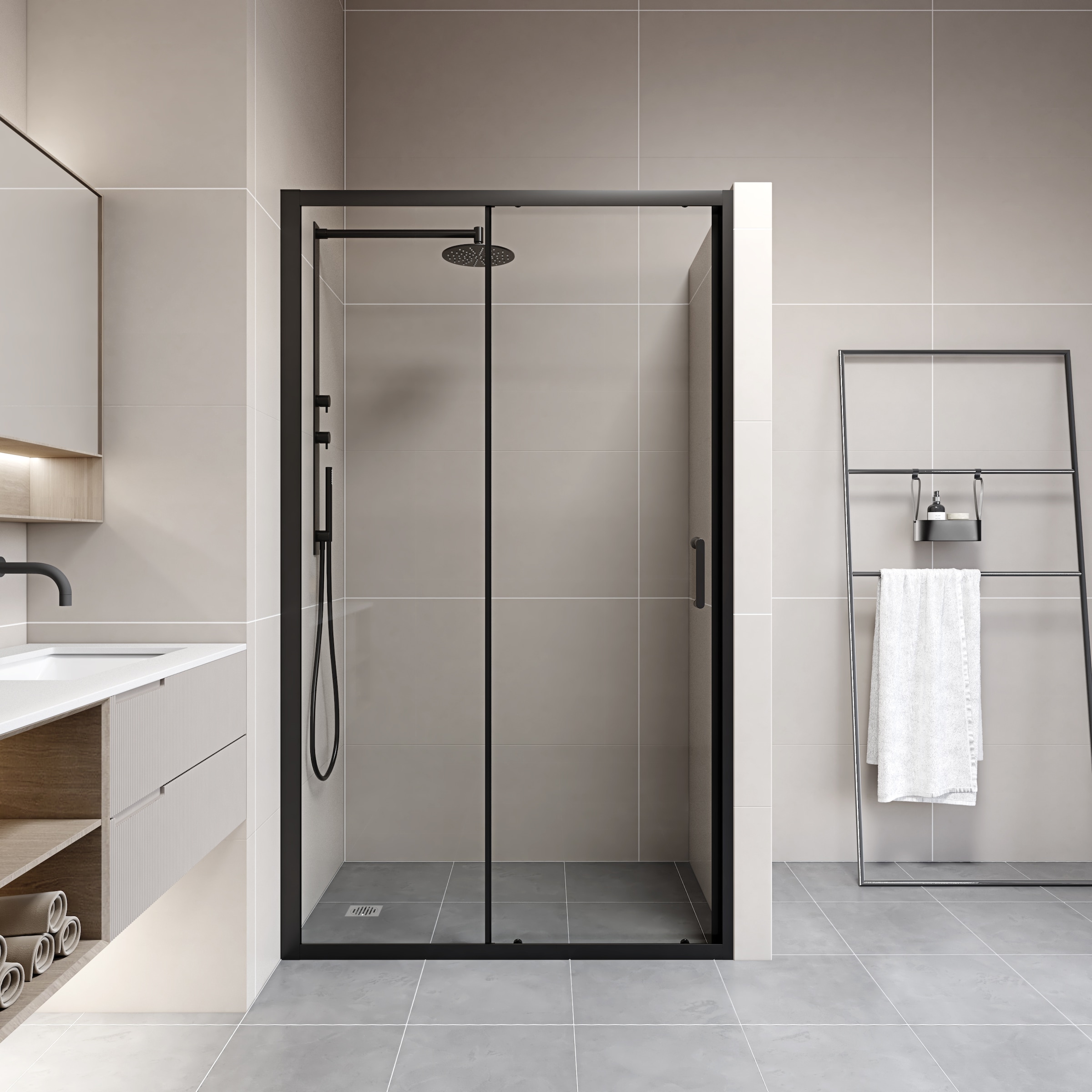 Marwell Dusch-Doppelschiebetür »Style« seitenverkehrt aufbaubar, hochwertige Aluminiumprofile