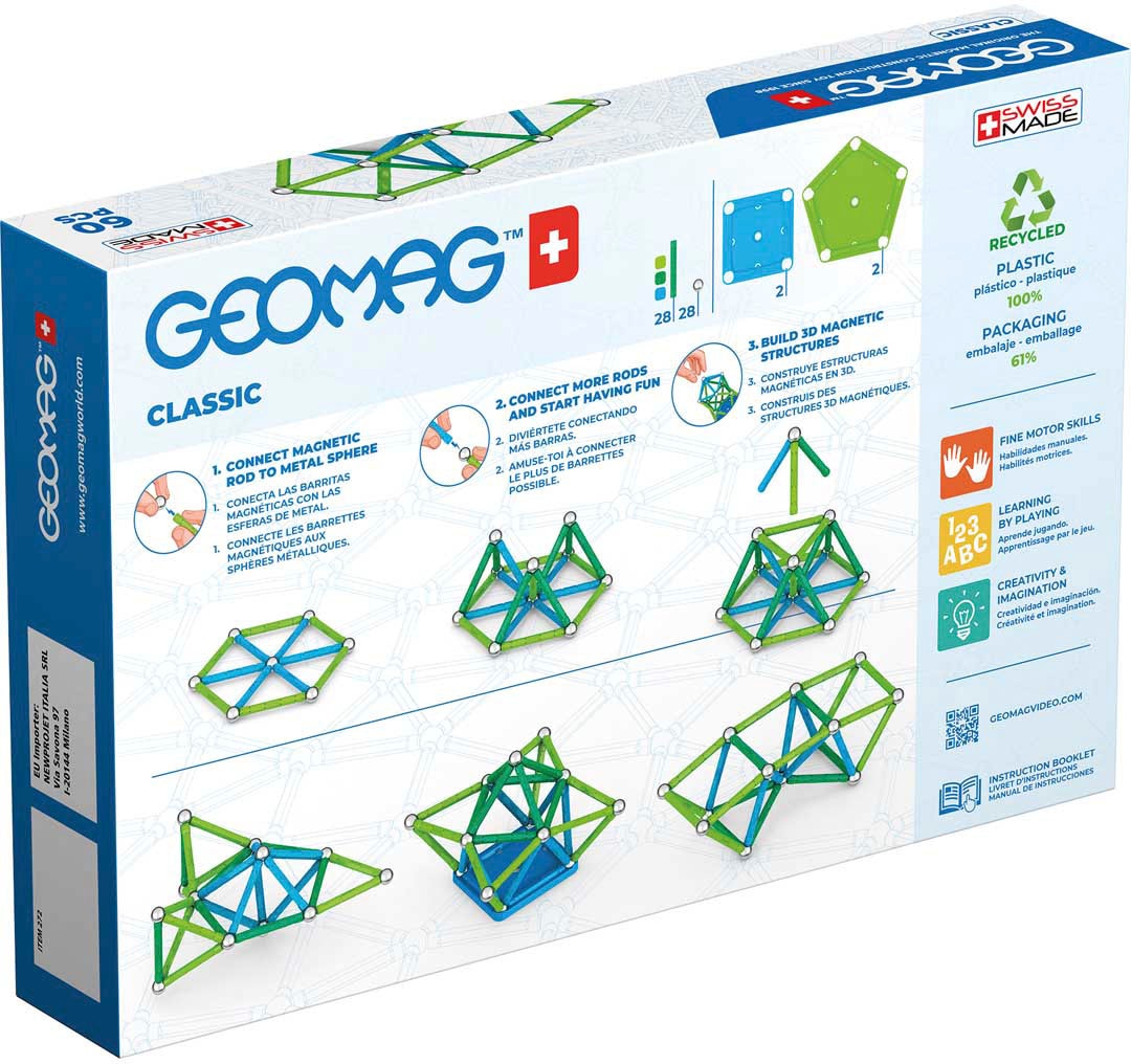 Geomag™ Magnetspielbausteine »GEOMAG™ Classic, Recycled«, (60 St.), aus recyceltem Material; Made in Europe