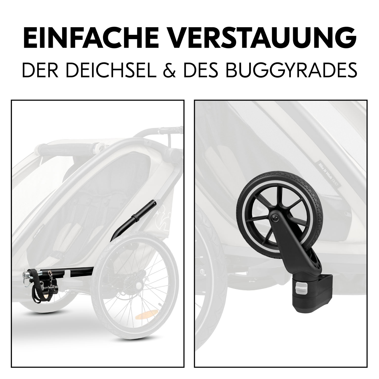 Hauck Fahrradkinderanhänger »Bike N Walk Duo«, für 2 Kinder, inkl. Deichsel