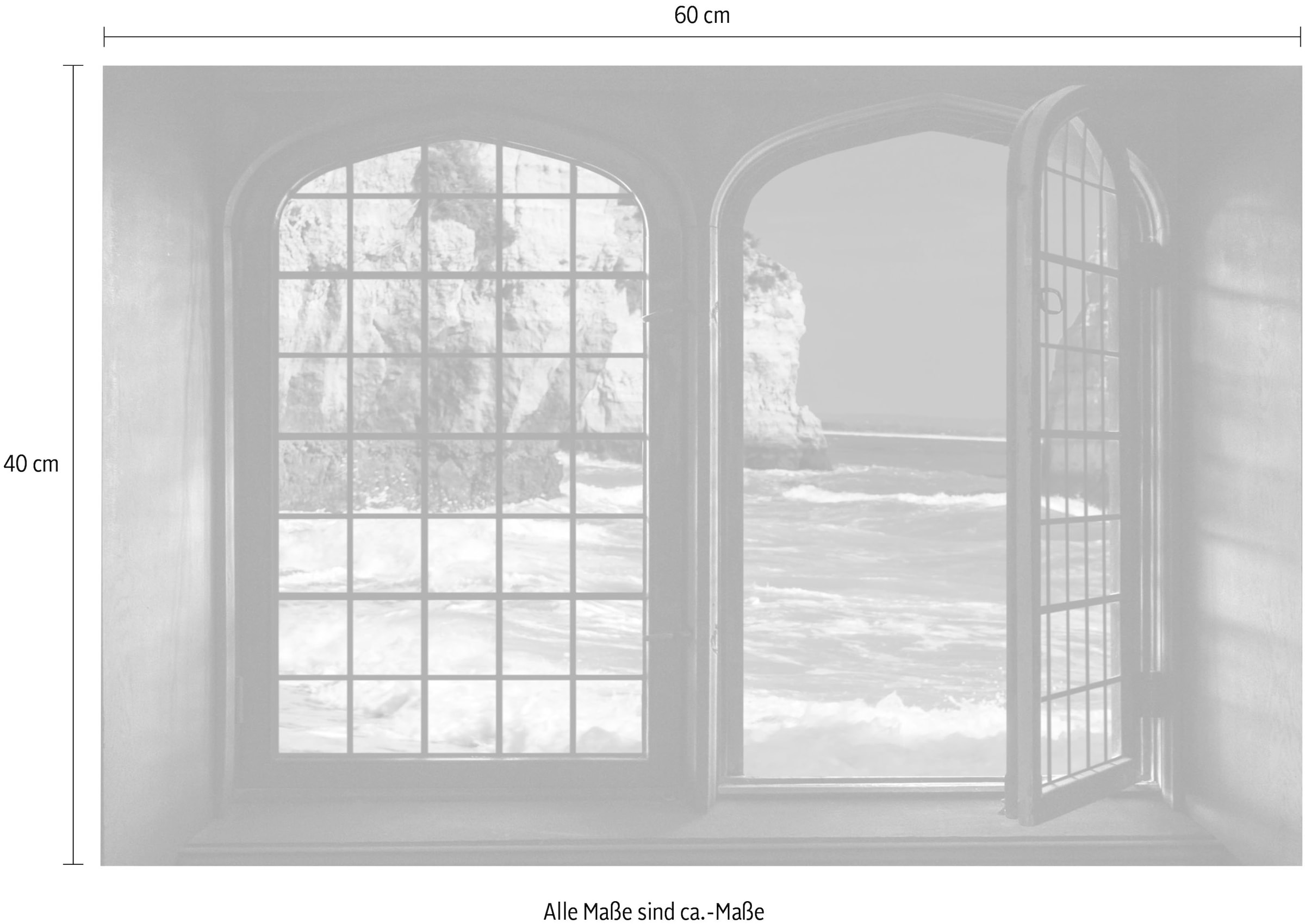 queence Wandsticker »Fels im Meer« Wandsticker, Wandbild, selbstklebend, 3D, Fenster