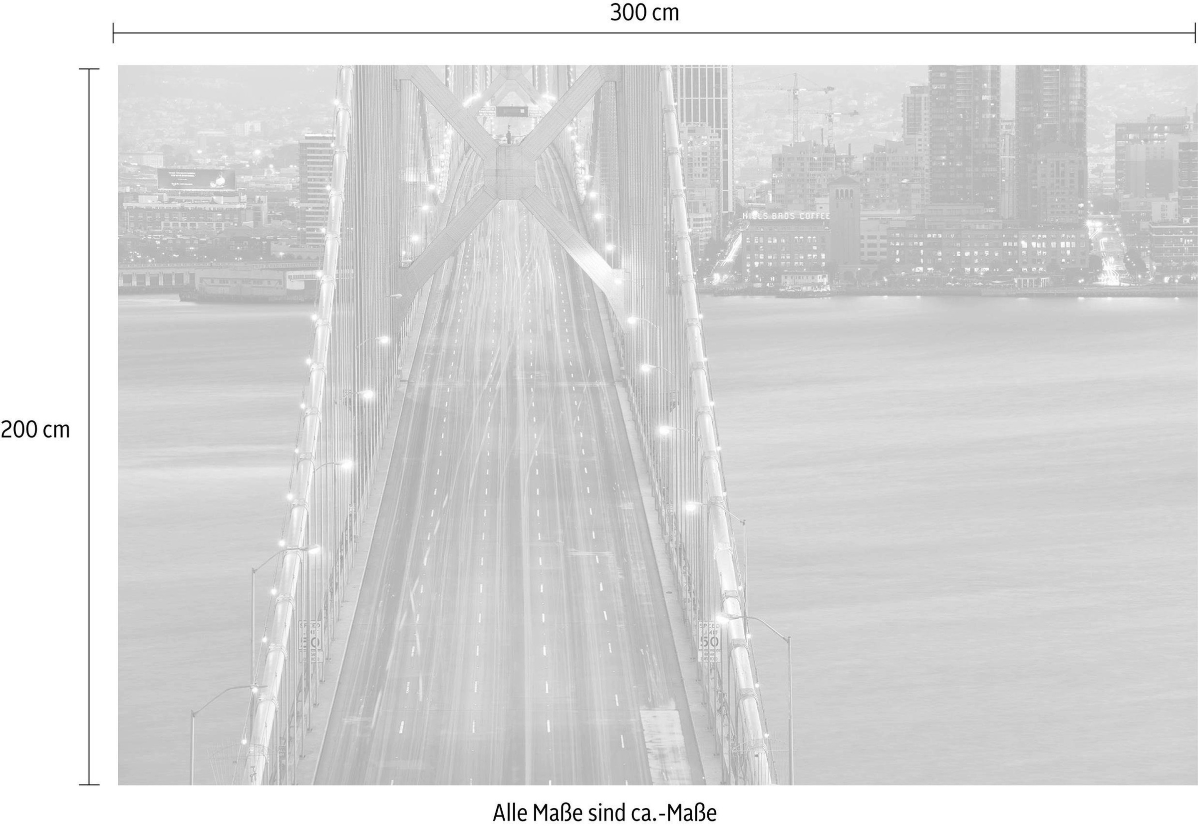 Komar Vliestapete »Digitaldruck Vlies -  San Francisco Blues - Größe 300 x 200 cm« bedruckt glatt Wohnzimmer, Schlafzimmer