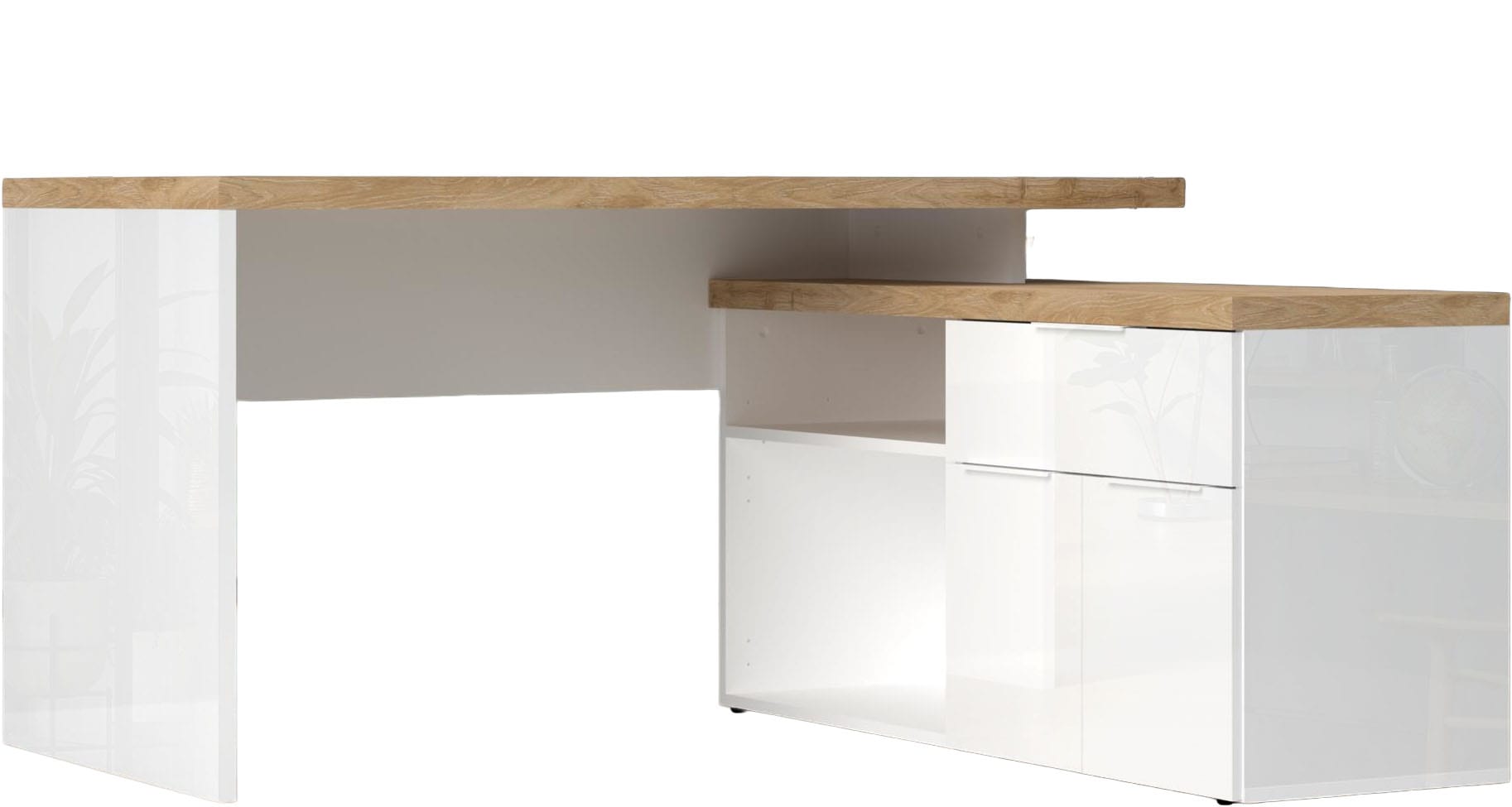 Home affaire Eckschreibtisch "Easy, Computertisch – 38 mm Platte, perfekt fürs Büro & Homeoffice" Breite/Tiefe 138/132 cm, Schubkasten mit Selbsteinzug u. Dämpfung