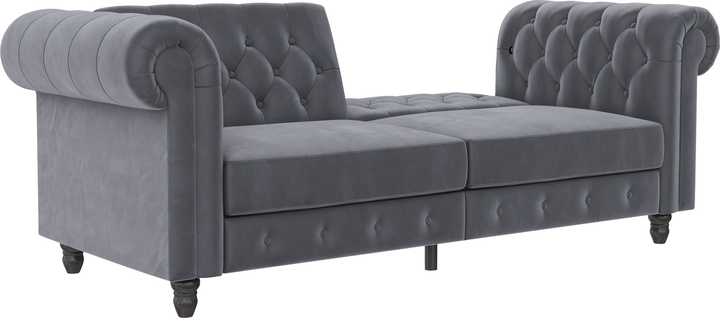 Dorel Home 3-Sitzer »Felix, Schlafsofa 236 cm, (Liegefläche 108x190cm), Rückenlehne«, 3-fach verstellbar, Velours, Kunstleder, Luxus-Microfaser Vintage