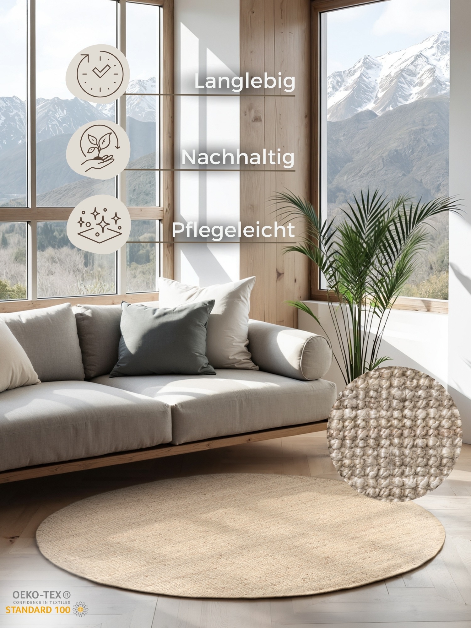 HANSE Home Teppich »Jaipur Juteteppich, als Läufer und in Rund«, rechteckig, 10 mm Höhe, 100% Naturfaser, Wohnzimmer, Esszimmer, Schlafzimmer, GRS