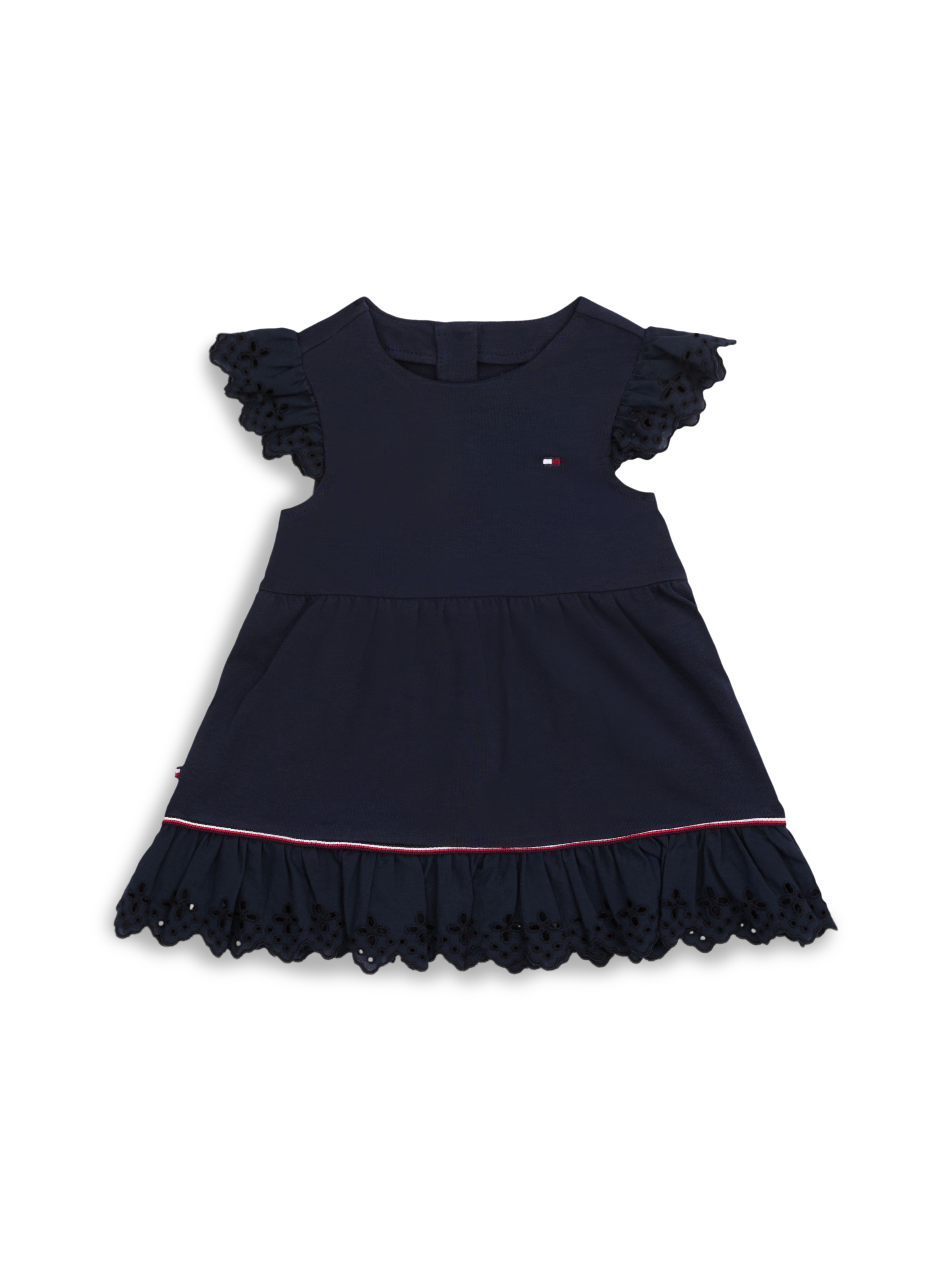 Tommy Hilfiger Sommerkleid »BRODERIE ANGLAISE DRESS SS«, mit Logo-Kontrastband, mit Logostickerei