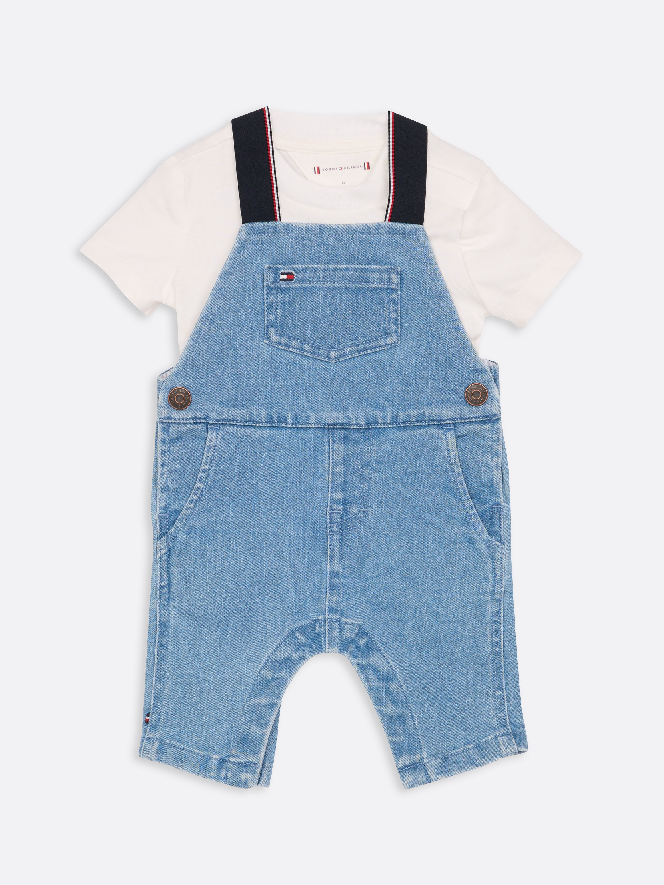 Tommy Hilfiger Latzhose »DENIM DUNGAREE«, mit Logostickereien, mit Knopfverschluss