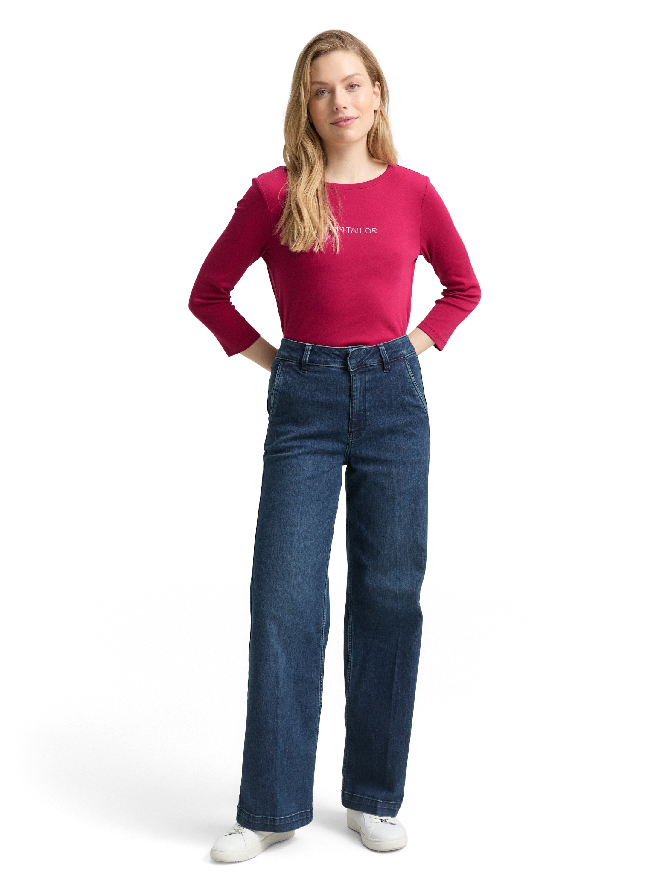 TOM TAILOR 3/4-Arm-Shirt mit Logo Schriftzug