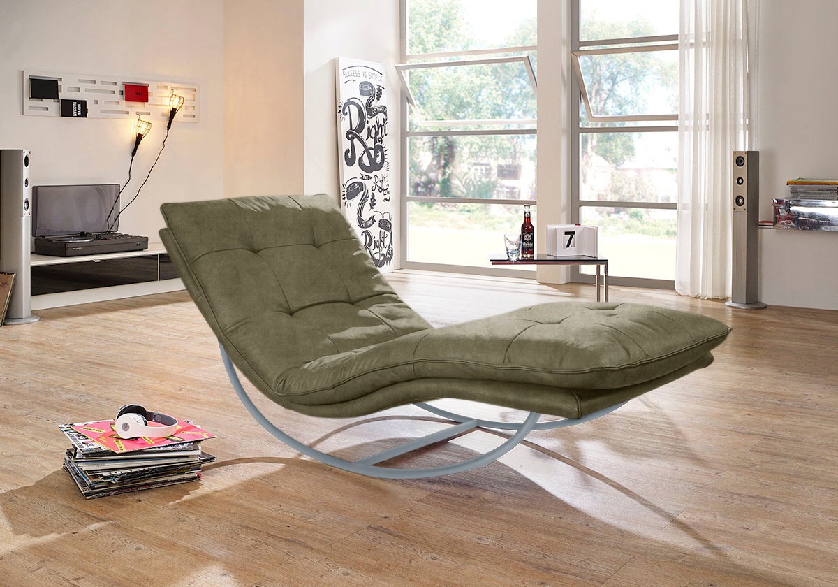 W.SCHILLIG Relaxliege »daily dreams«, in Waffelkissen-Optik, Schaukelgestell silber matt, in 2 Breiten