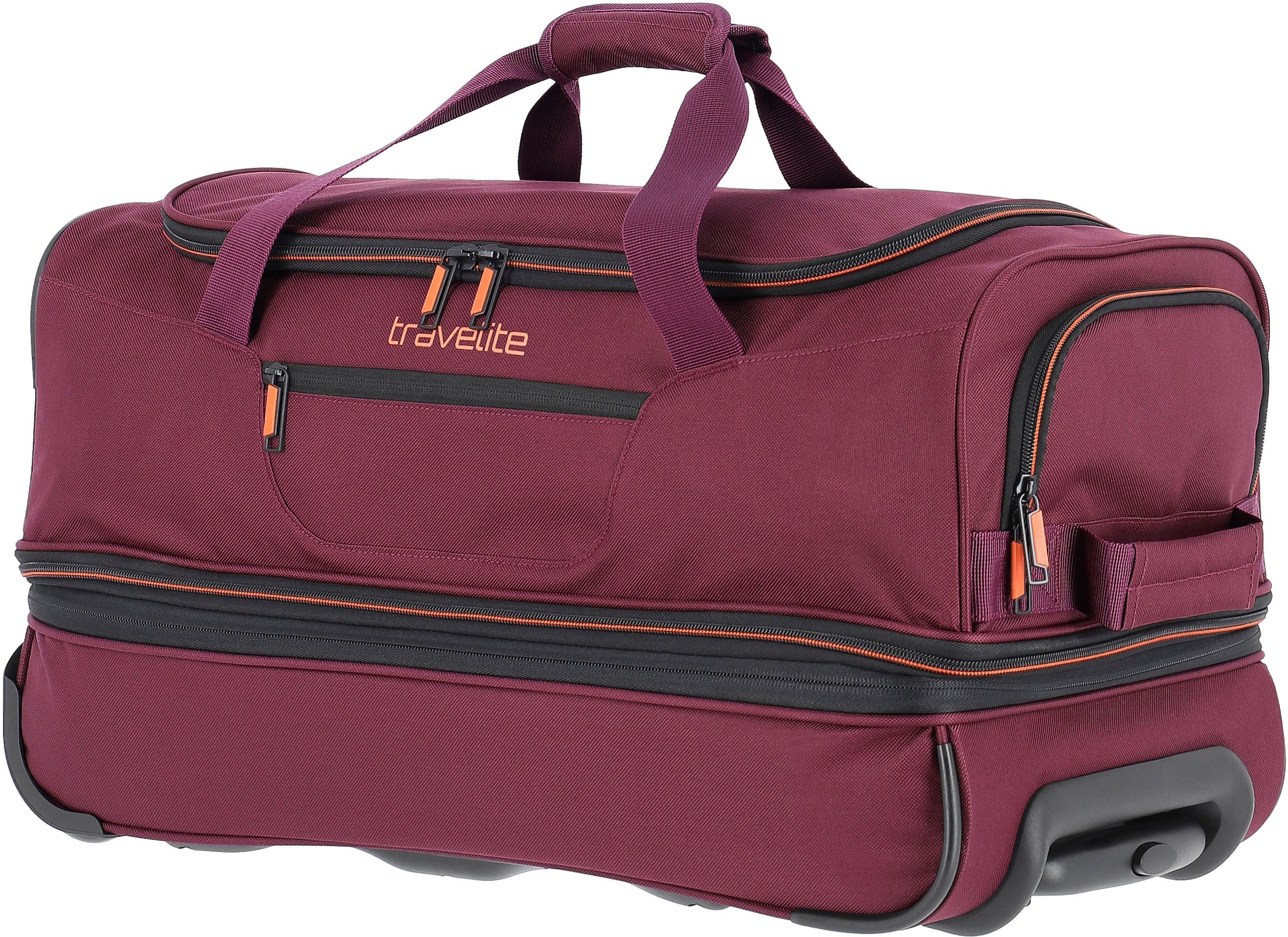 travelite Reisetasche »Basics, 55 cm«, Duffle Bag Sporttasche mit Trolleyfunktion und Volumenerweiterung