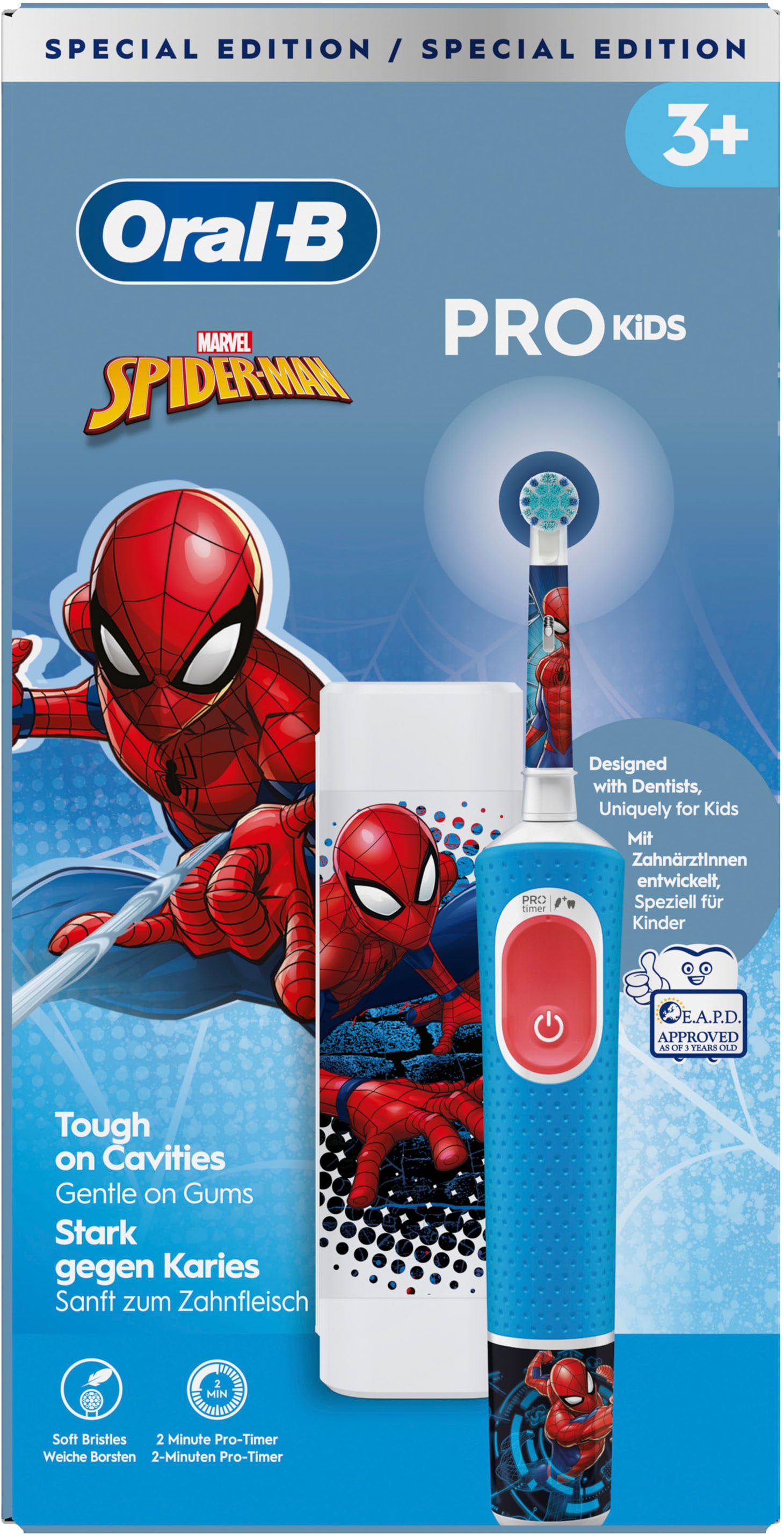 Oral-B Elektrische Zahnbürste »Pro Kids Spiderman« 1 Stk. Aufsteckbürsten für Kinder ab 3 Jahren