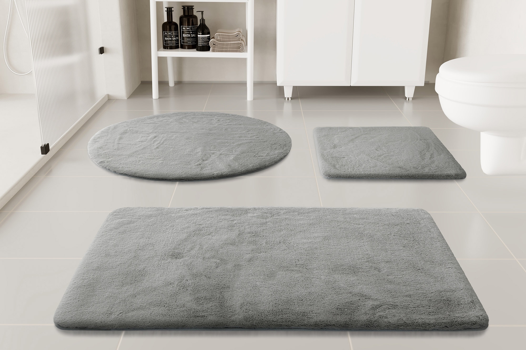 OTTO home Badematte »Lennja«, rutschhemmend beschichtet, fußbodenheizungsgeeignet, Badteppich, getuftet, Uni, antirutsch, flauschig wie Kaninchenfell