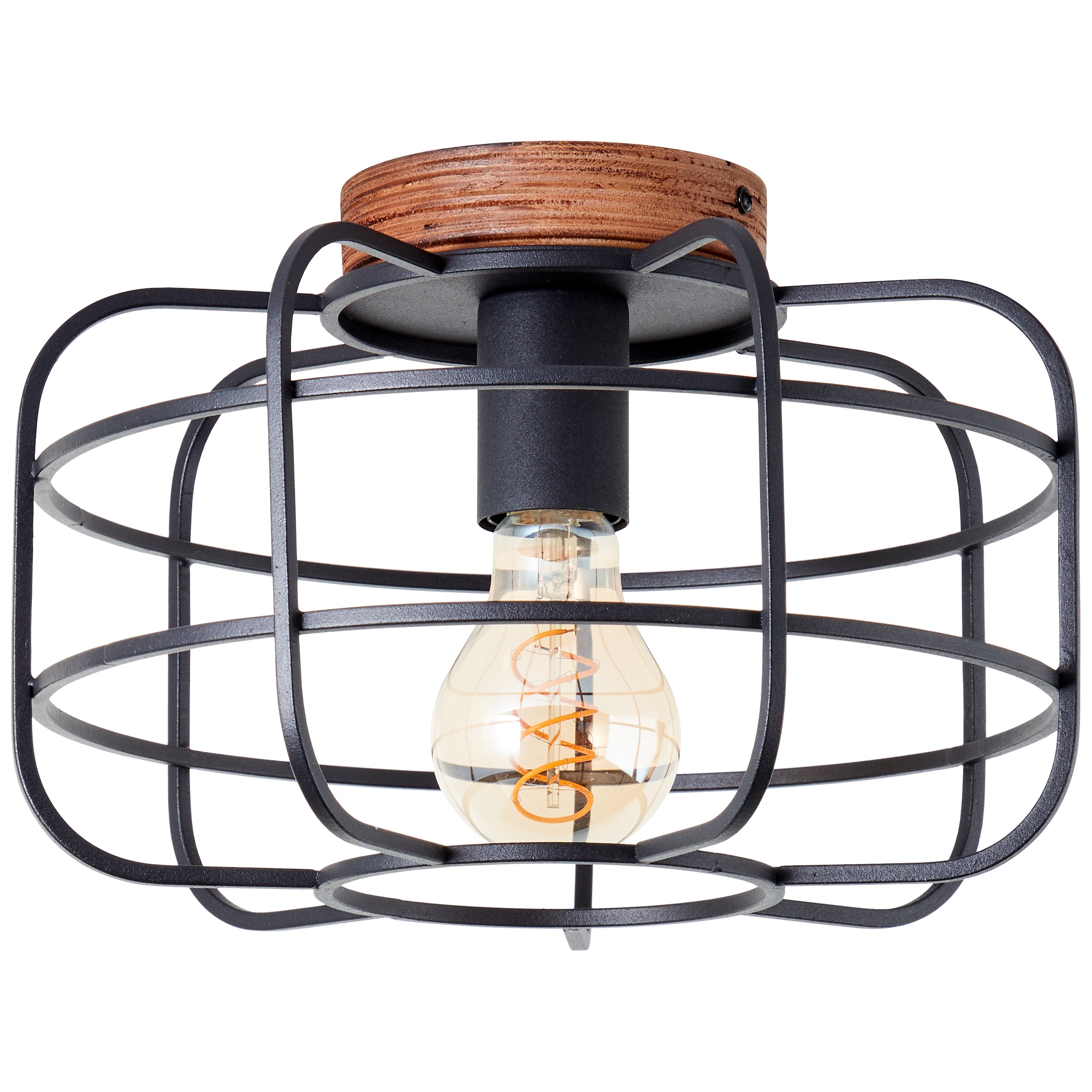 Brilliant Deckenleuchte »Gwen« E27 1 Stk. D 30 cm, H 20 cm, E27, Metall/Holz, schwarz