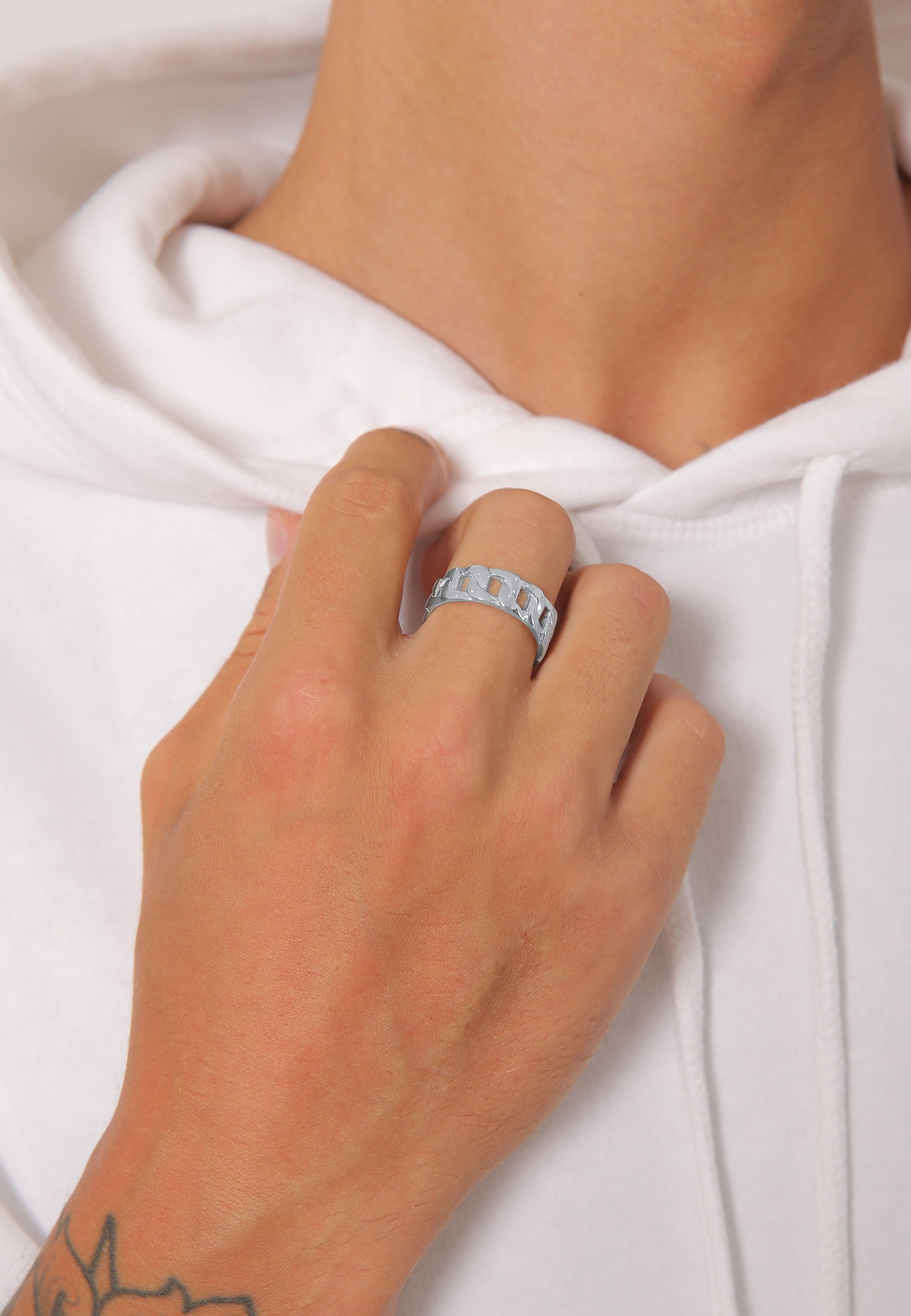 Kuzzoi Silberring »Ring Herren Chunky Chain Look Panzerglieder 925 Silber«