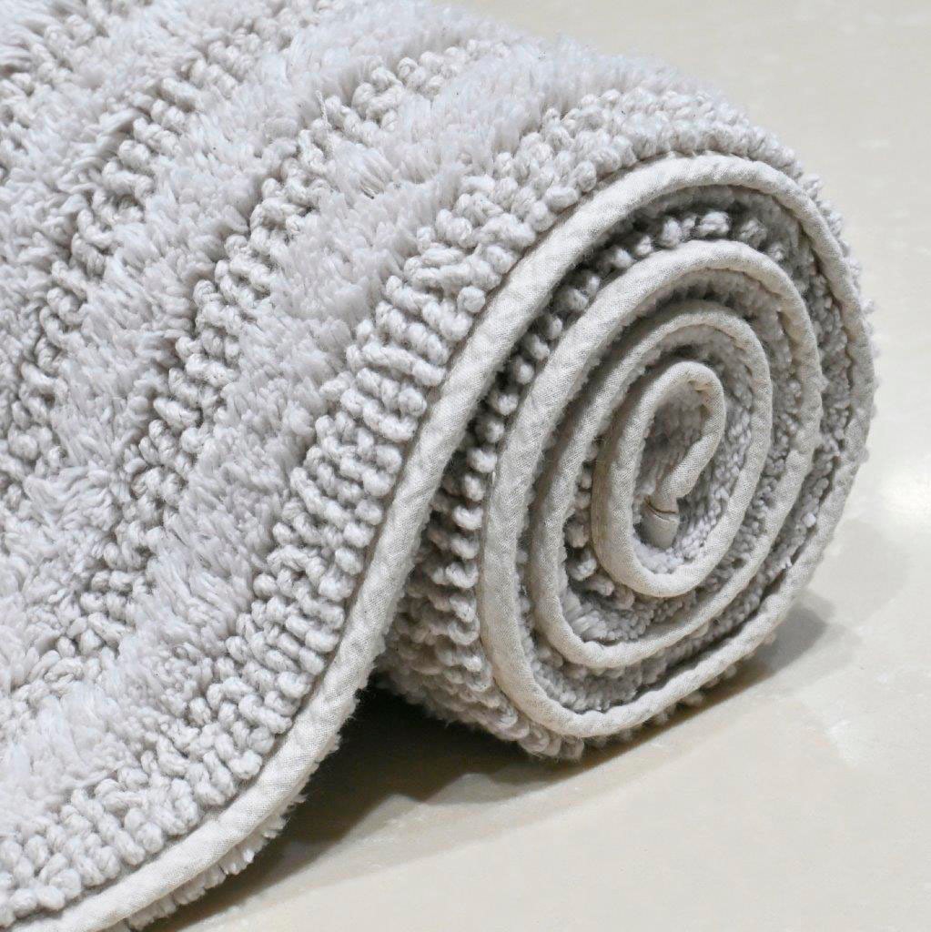 my home Badematte »Inga, Rahmen, Badvorleger, Badezimmer Teppich«, beidseitig nutzbar-fußbodenheizungsgeeignet-strapazierfähig, 100% Baumwolle, Hoch-Tief-Effekt, weich, trocknergeeignet