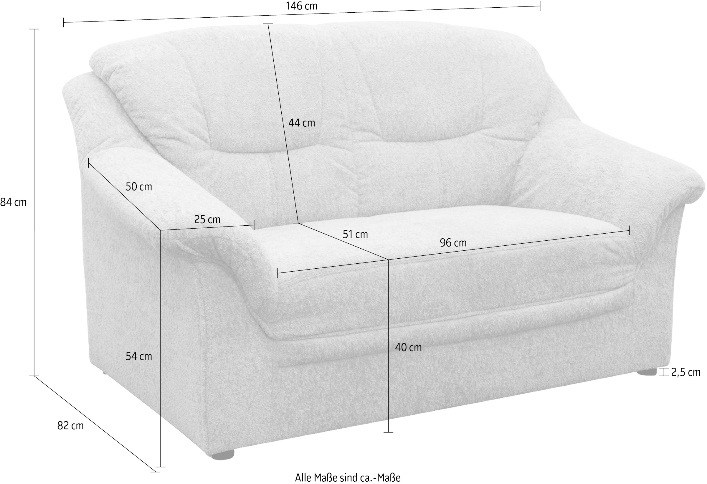 OTTO home 2-Sitzer »Nyborrg 146 cm breit, pflegeleicht, formschön, stabil« aus pflegeleichtem, weichem Luxus-Microfaser