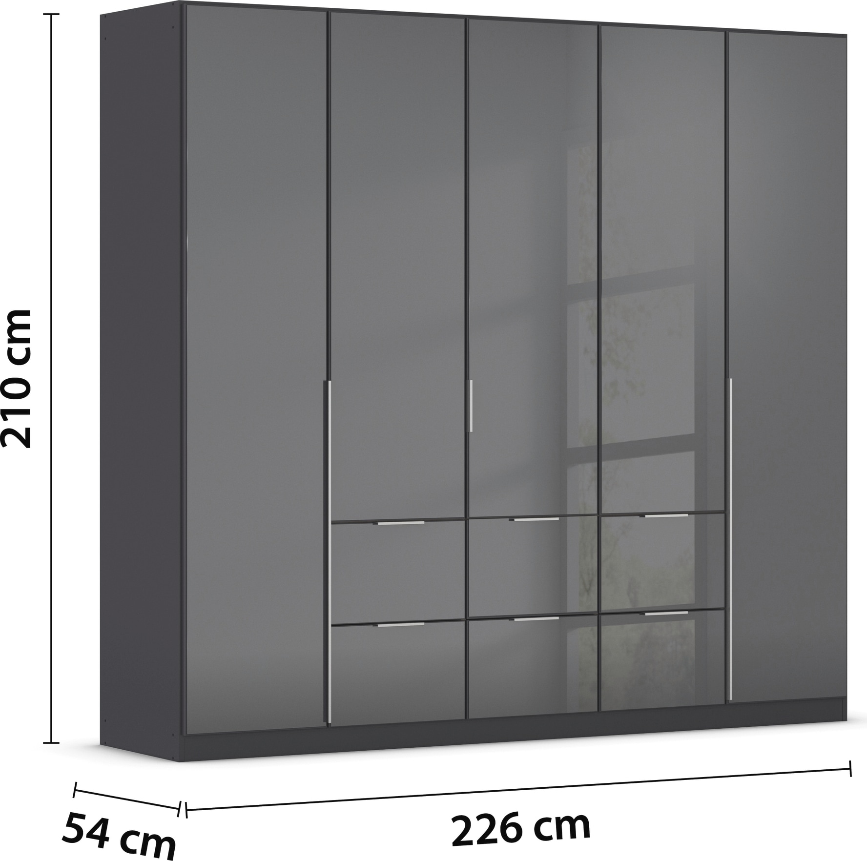 rauch Drehtürenschrank »Kleiderschrank Kleiderschränke Schrank Garderobe AGORDO mit Glasfront«, (in zwei Griff-Farben mit Glasfront), mit Außenschubkästen, in 6 Breiten und 2 Höhen MADE IN GERMANY