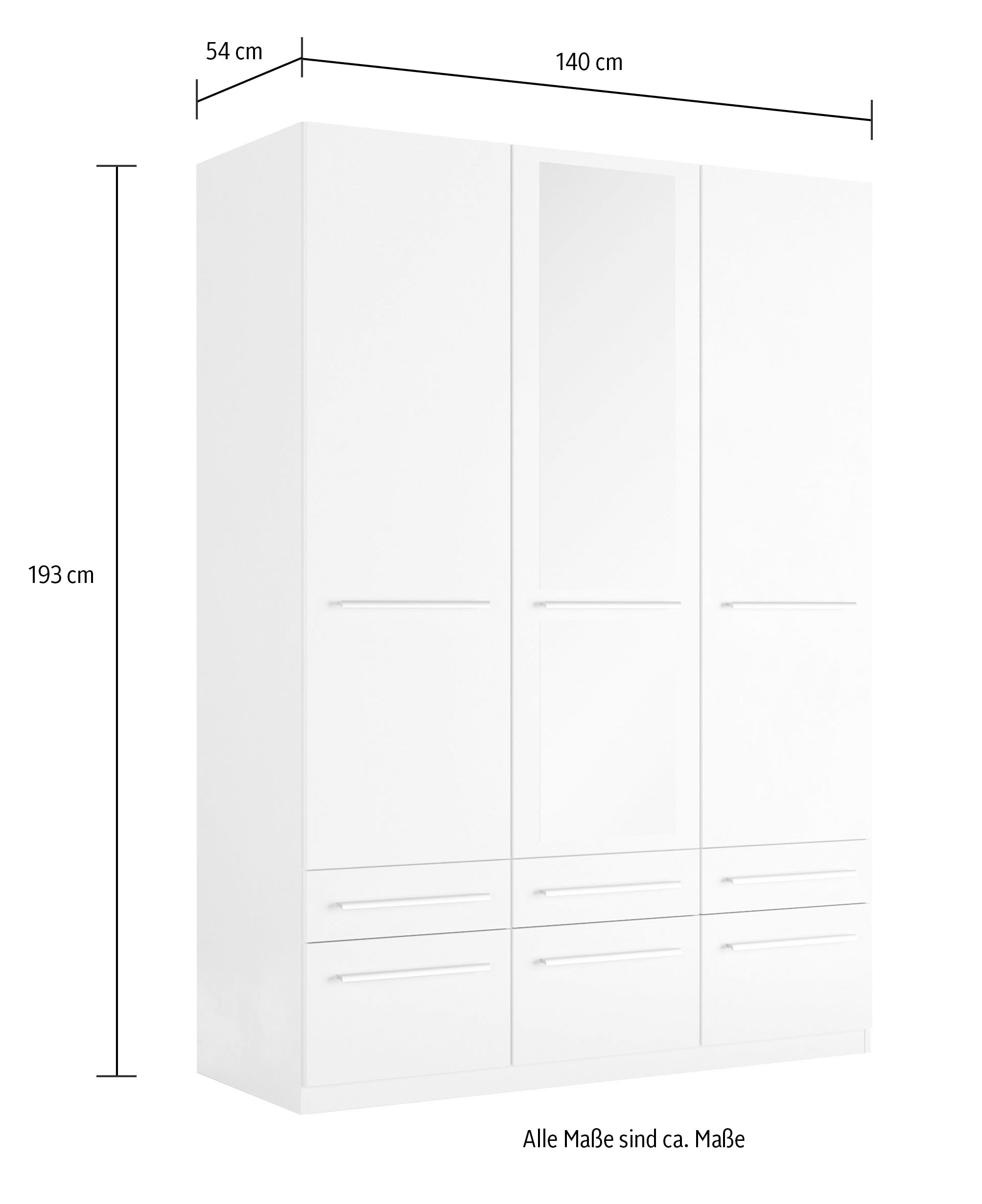 priess Kleiderschrank »Schrank Garderobe Wäscheschrank Barcelona in 5 Breiten«, viel Stauraum, geräumige Schubkästen, mit Spiegel, MADE IN GERMANY