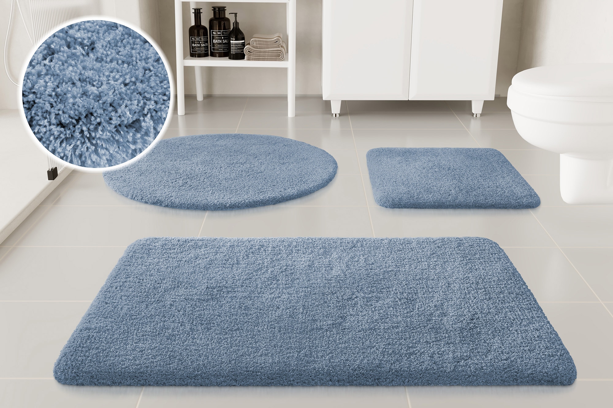 OTTO home Badematte "Kaarin, uni, viele Farben, Badvorleger, Badezimmer Teppich" Höhe 30 mm rutschhemmend beschichtet fußbodenheizungsgeeignet Badteppich, getuftet, flauschig, hochflor, große Farbauswahl