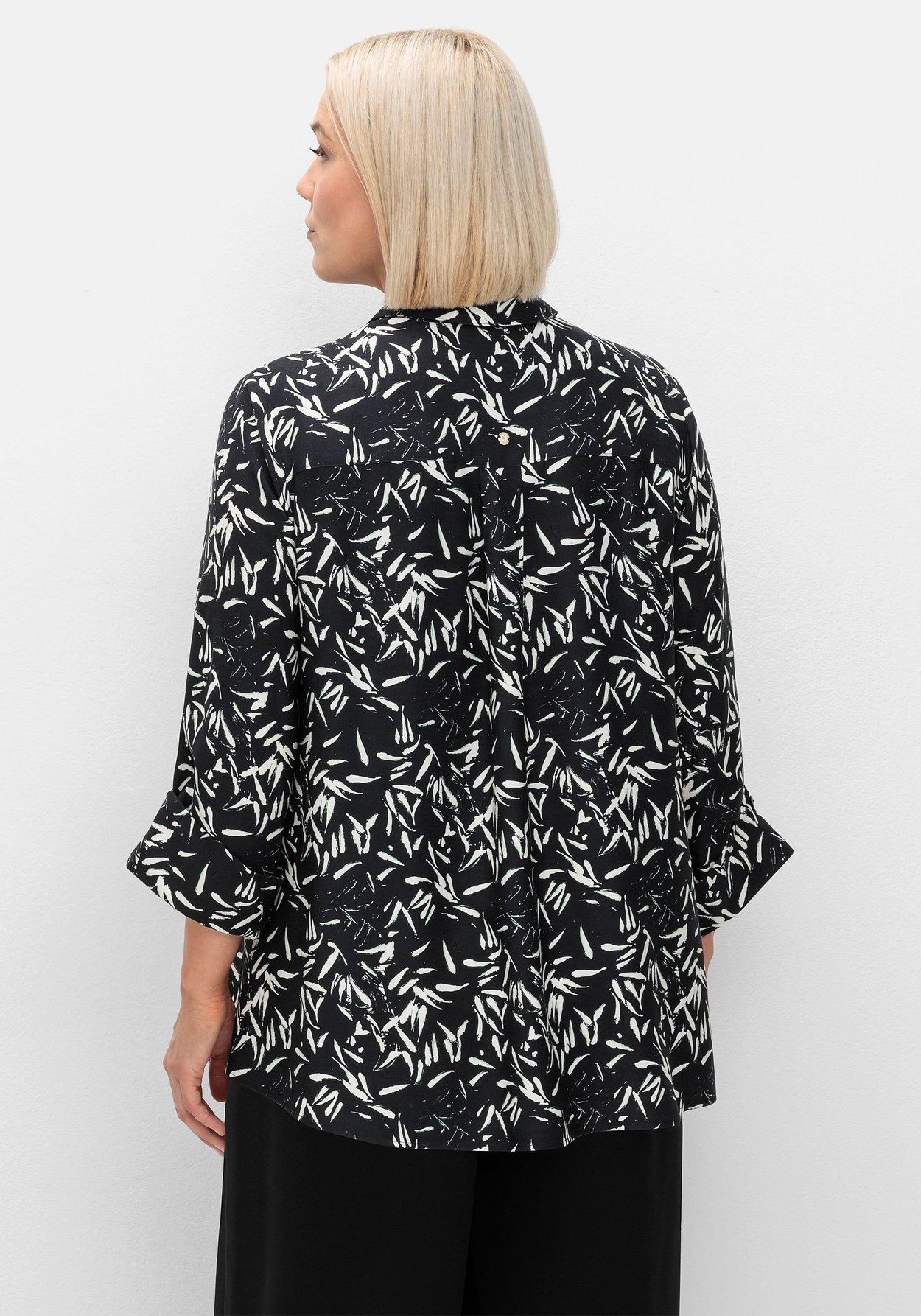Sheego Hemdbluse »Hemdbluse mit Blätterprint und 3/4-Arm«