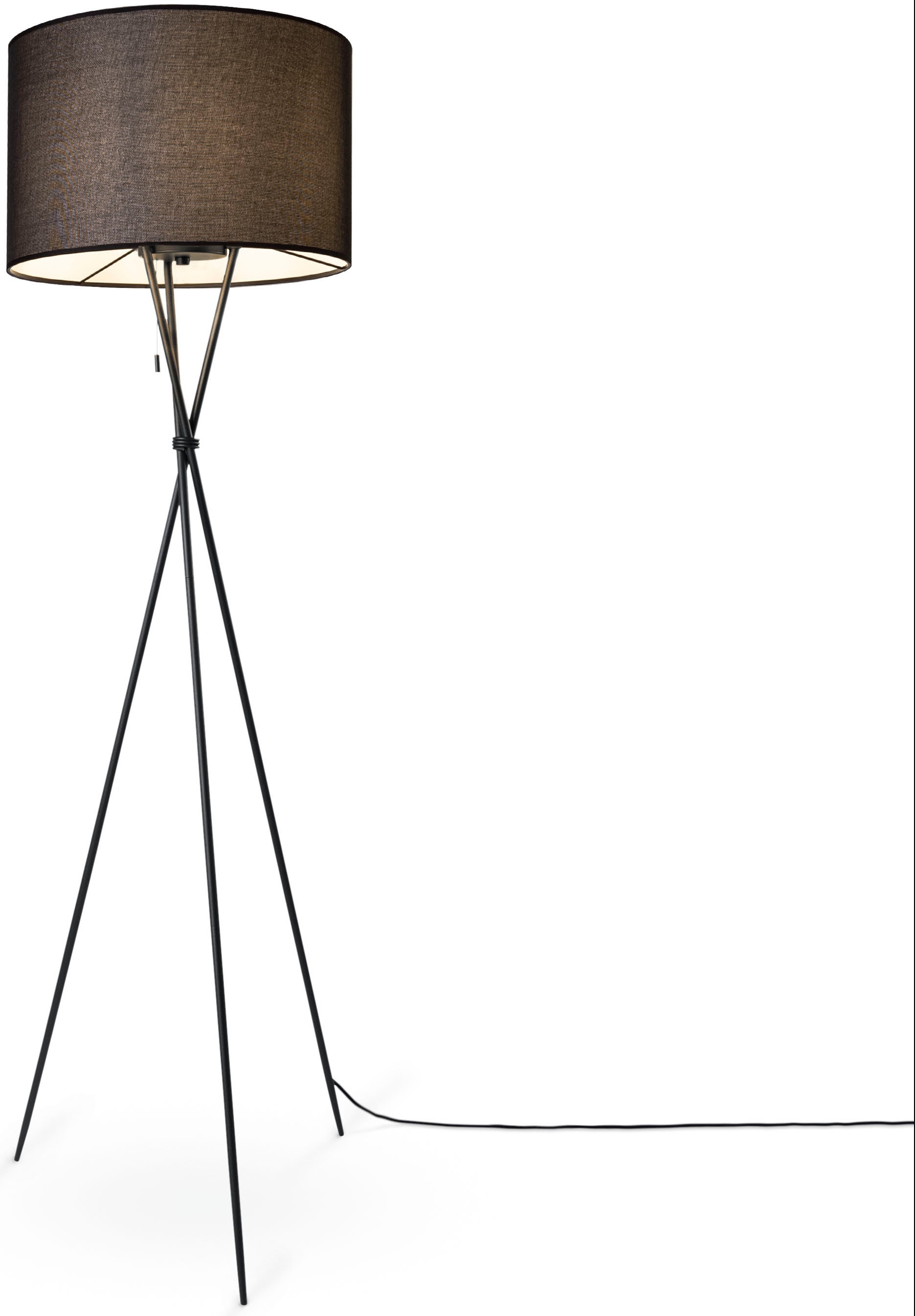 Paco Home Stehlampe »KATE CANVAS UNI COLOR« E27 Wohnzimmer Dreibein Stoffschirmlampe Standleuchte Textil Schirm E27