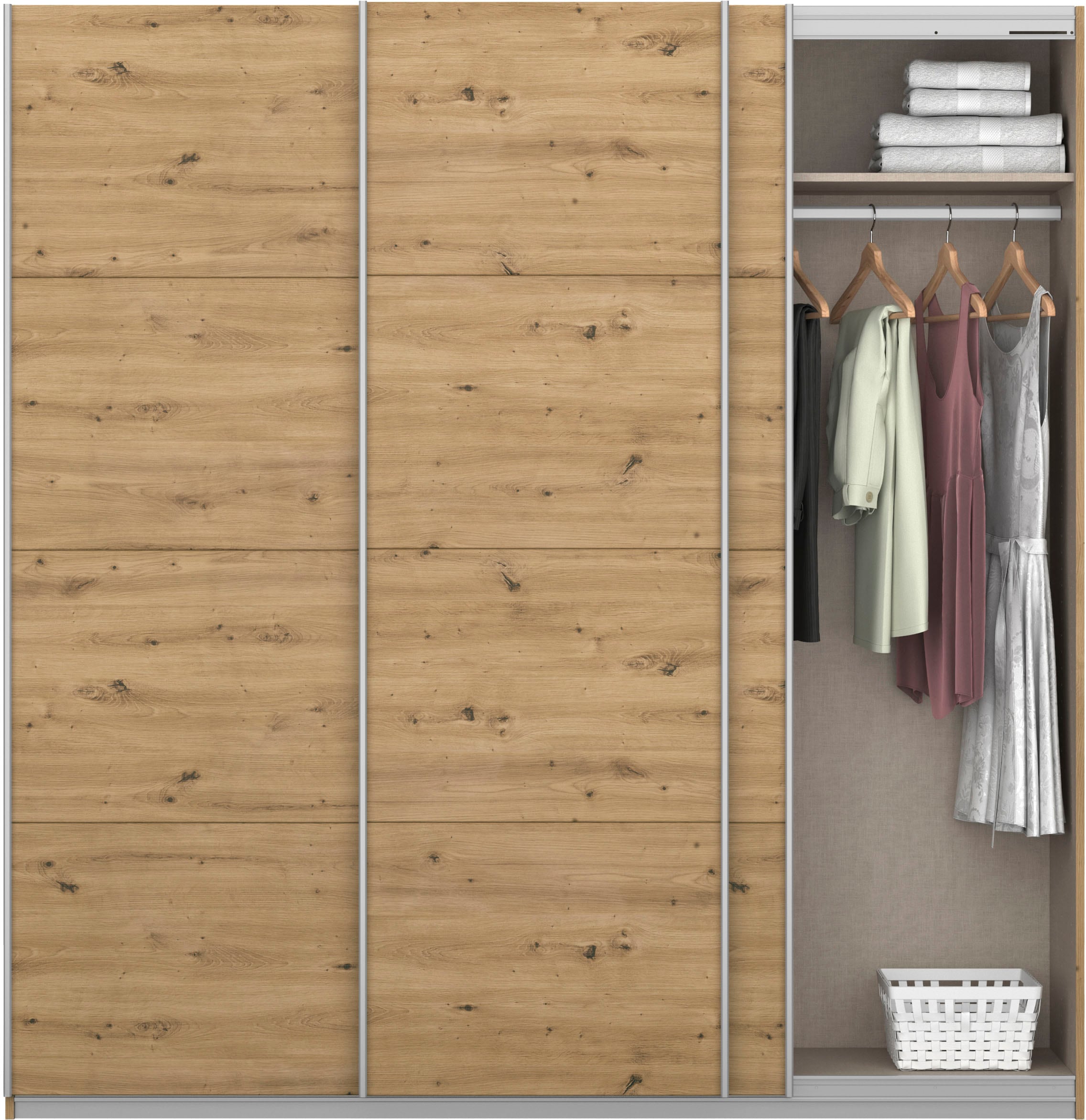 OTTO home Kleiderschrank »Mehrzweckschrank Aktenschrank Möbel Mietswohnung Schlafzimmer KOLUNA« 3 Ausstattungen BASIC/CLASSIC/PREMIUM (inkl. SOFT-CLOSE-FUNKTION),  Breiten 203/271/315/360 cm Höhen 210/229 Dekor-Front MADE IN GERMANY