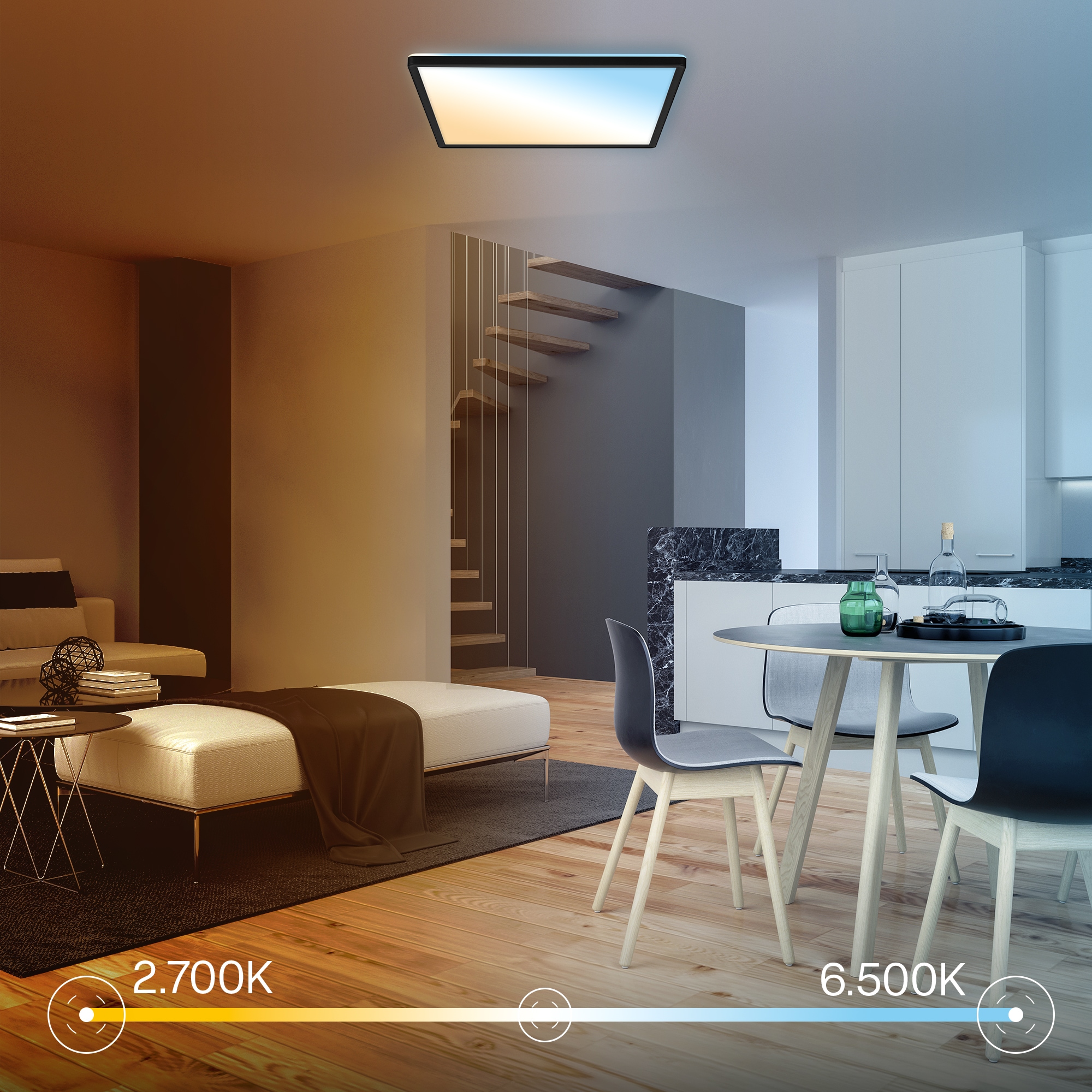 B.K.Licht LED Panel »SHALLOW« LED-Board 1 Stk. warmweiß - kaltweiß 42x42x3 cm, Badlampe, Badezimmer, Küche, Wohnzimmer