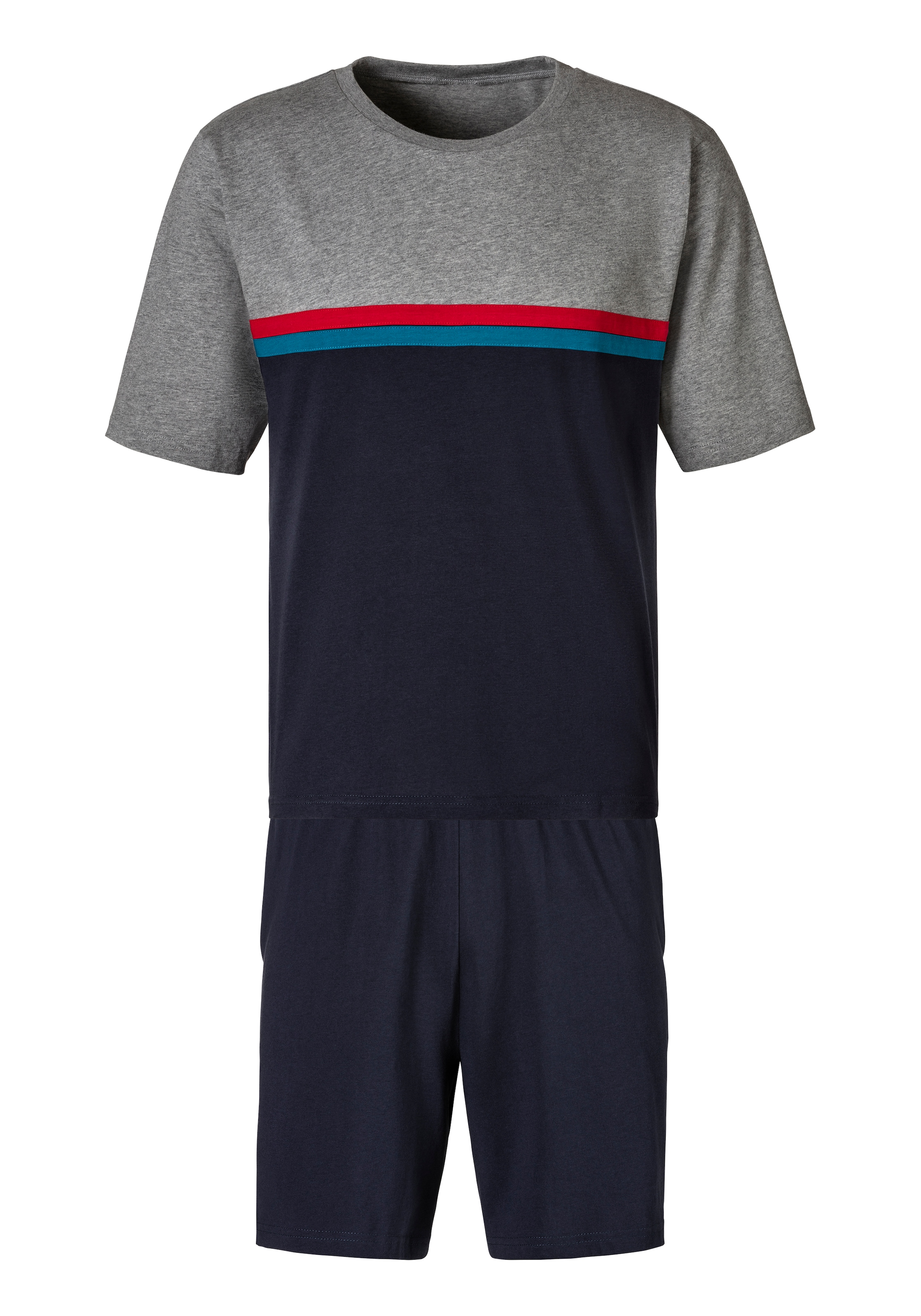 le jogger® Pyjama, (2 tlg., 1 Stück), Schlafanzug mit Colorblock