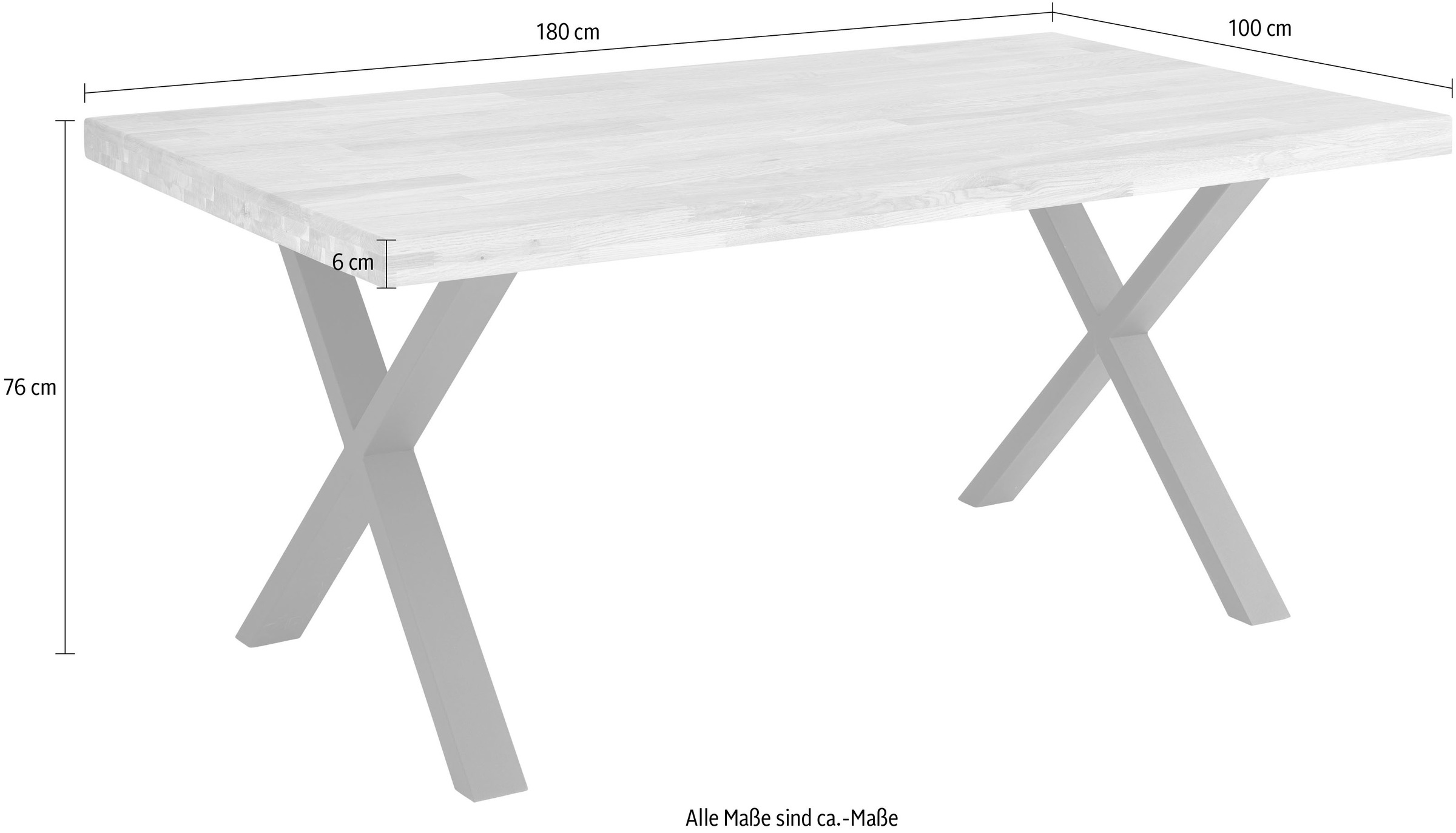 Stolkom Esstisch »Chris Esszimmertisch Eiche Massivholz, BxHxT 110x47x70 cm«, Gerade Kante, Industrial Style Eiche Massivholz