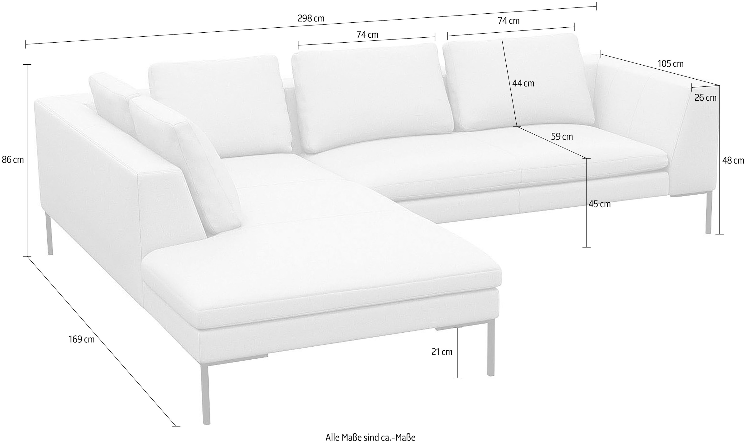 FLEXLUX Ecksofa »Loano, superbequemer Sitzkomfort durch Kaltschaum im Sitz«, modernes Sofa, frei im Raum stellbar, lose Kissen, L-Form