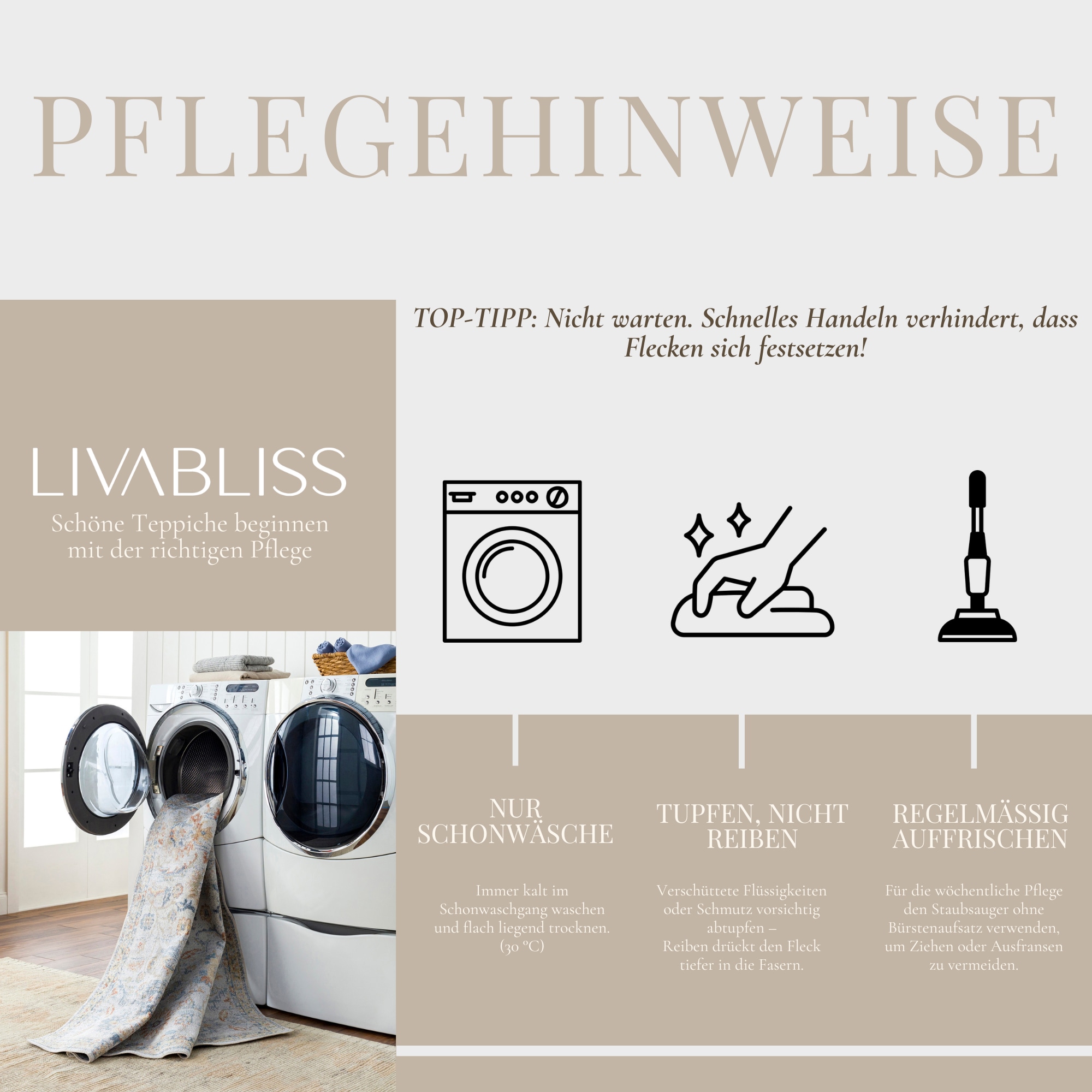 Livabliss Teppich »CASABLANCA« rund 13 mm Höhe Vintage Orientteppich, Kurzflor Boho Wohnzimmerteppich, Läufer