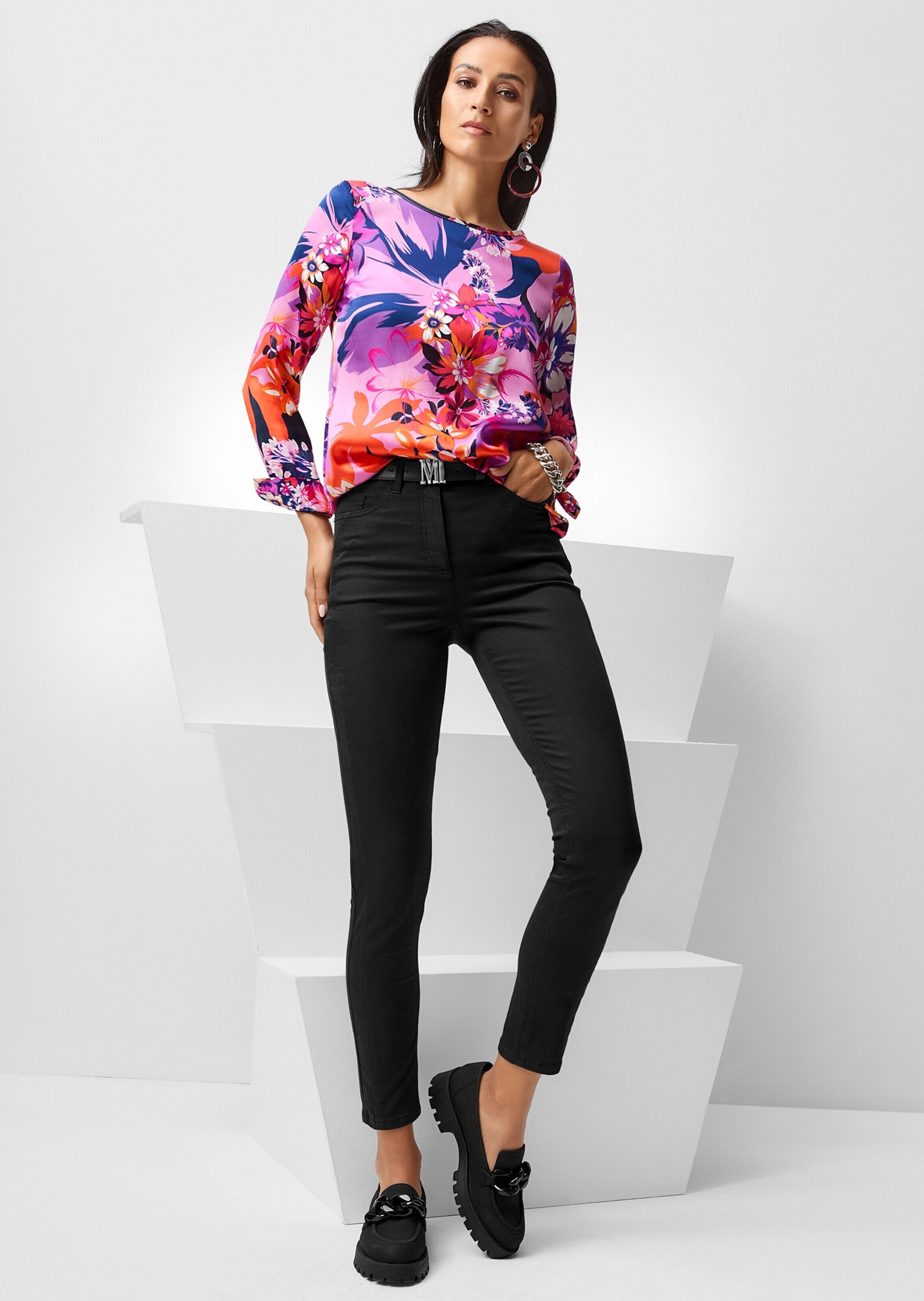 MADELEINE Langarmbluse »Bluse Seidenbluse mit Floral-Druck«