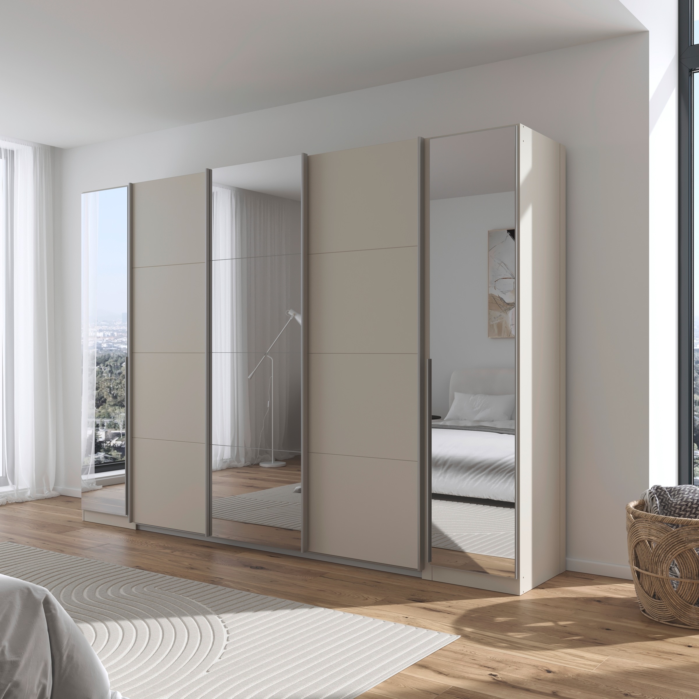 rauch Schwebetürenschrank »Agordo«, (im angesagten Mix aus Dreh- und Schwebetüren), optional mit Spiegel und zwei Griff-Farben MADE IN GERMANY