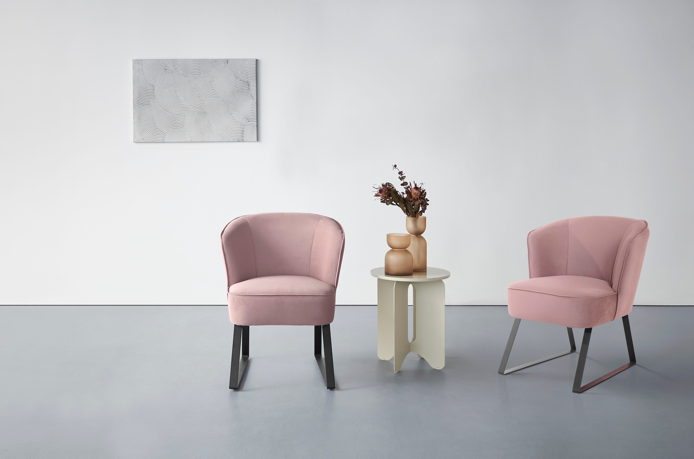 exxpo - sofa fashion Sessel »Americano, Loungesessel«, mit Keder und Metallfüßen, Bezug in verschiedenen Qualitäten, 1 Stck.