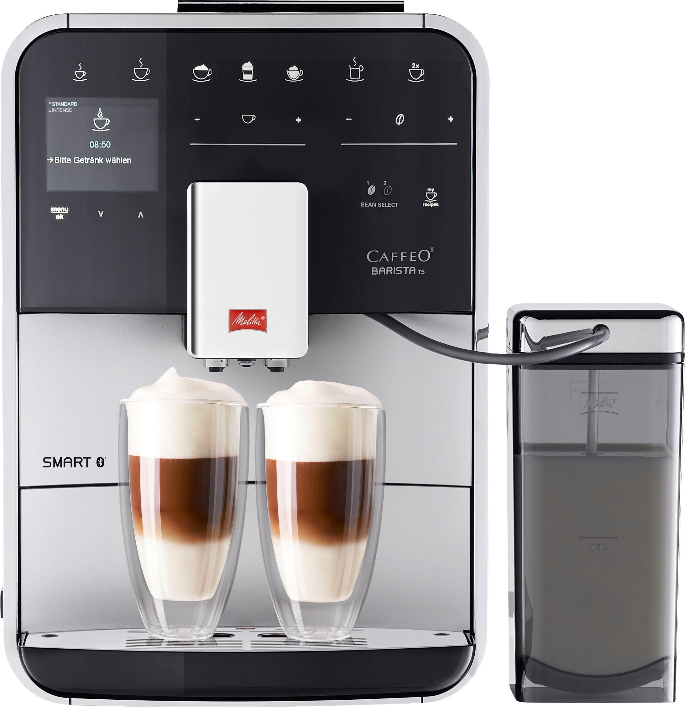 Melitta Kaffeevollautomat »Barista TS Smart® F850-101, 2-Kammer 3 silber«, Jahren & mit Kaffeerezepte XXL 21 Benutzerprofile, 8 Bohnenbehälter Garantie