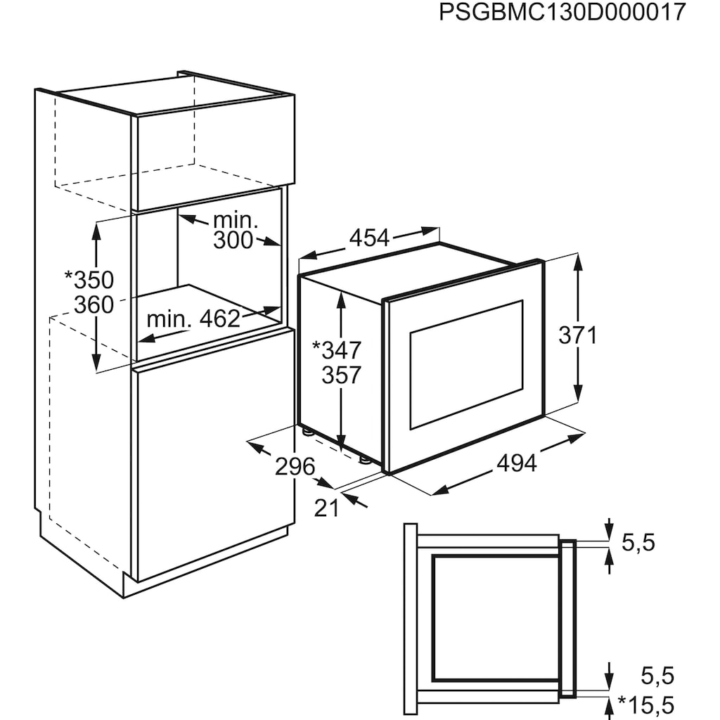 AEG Einbau-Mikrowelle »MBB1755DEM«, Mikrowelle-Grill, 800 W