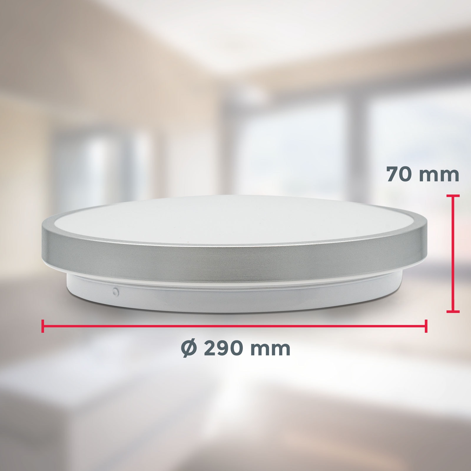 B.K.Licht LED Deckenleuchte »LED Bad-Deckenlampe, Silberfarbig«, 1 flammig, Leuchtmittel LED-Modul | LED fest integriert, 12W, 1.200lm, 4.000K, IP44, Ø29cm