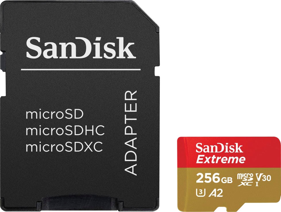 Sandisk Speicherkarte »Extreme® microSDXC™-UHS-I-Karte«, (Video Speed Class 30 (V30)/UHS Speed Class 3 (U3) 190 MB/s Lesegeschwindigkeit)