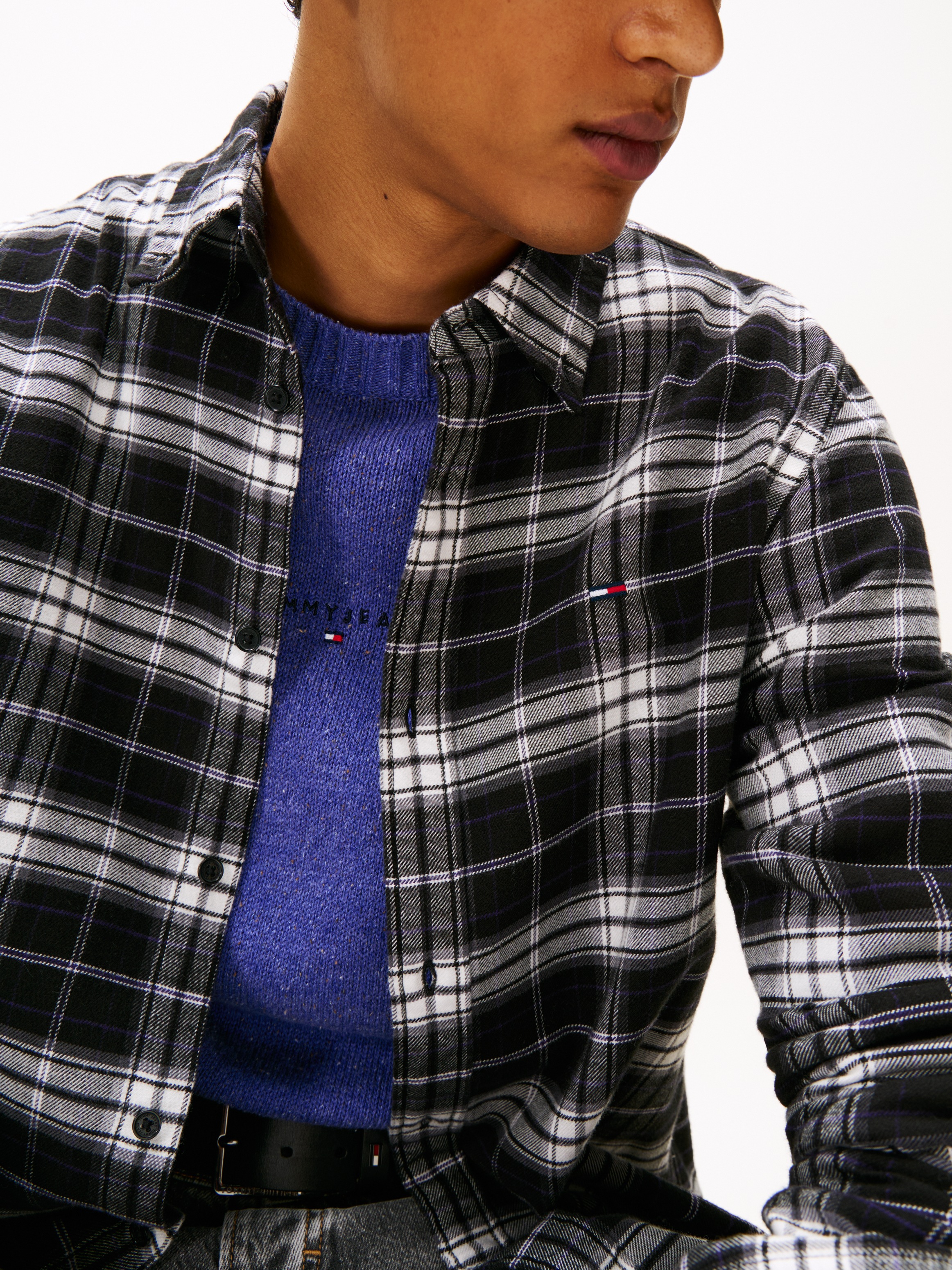 Tommy Jeans Flanellhemd »TJM REG FLANNEL CHECK SHIRT EXT« kariert, regular fit, Langarmhemd, Button-down-Kragen