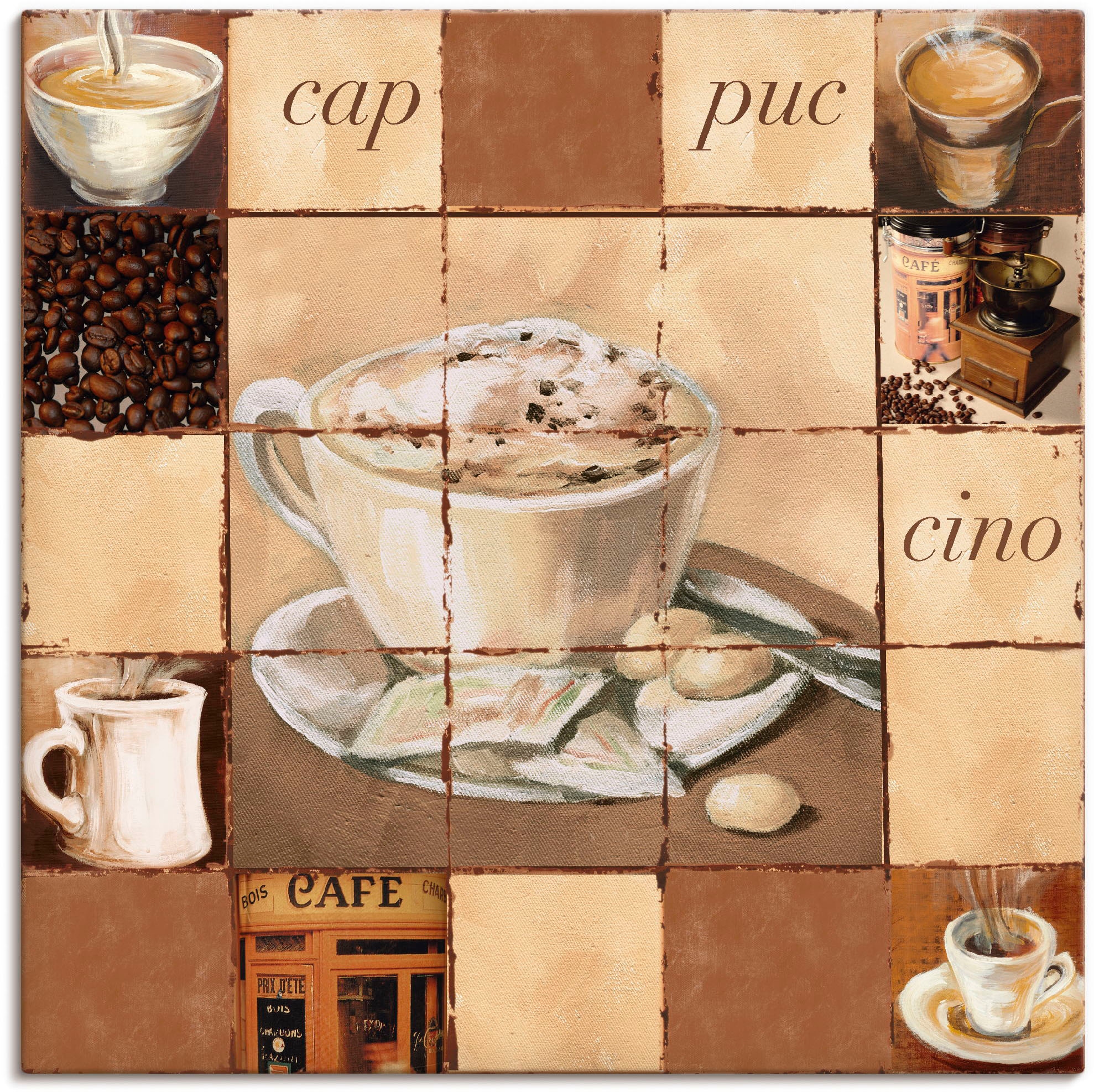 auf Raten Wandaufkleber »Cappuccino«, St.), Poster kaufen als Leinwandbild, in oder Wandbild (1 versch. Größen Alubild, Getränke, Artland