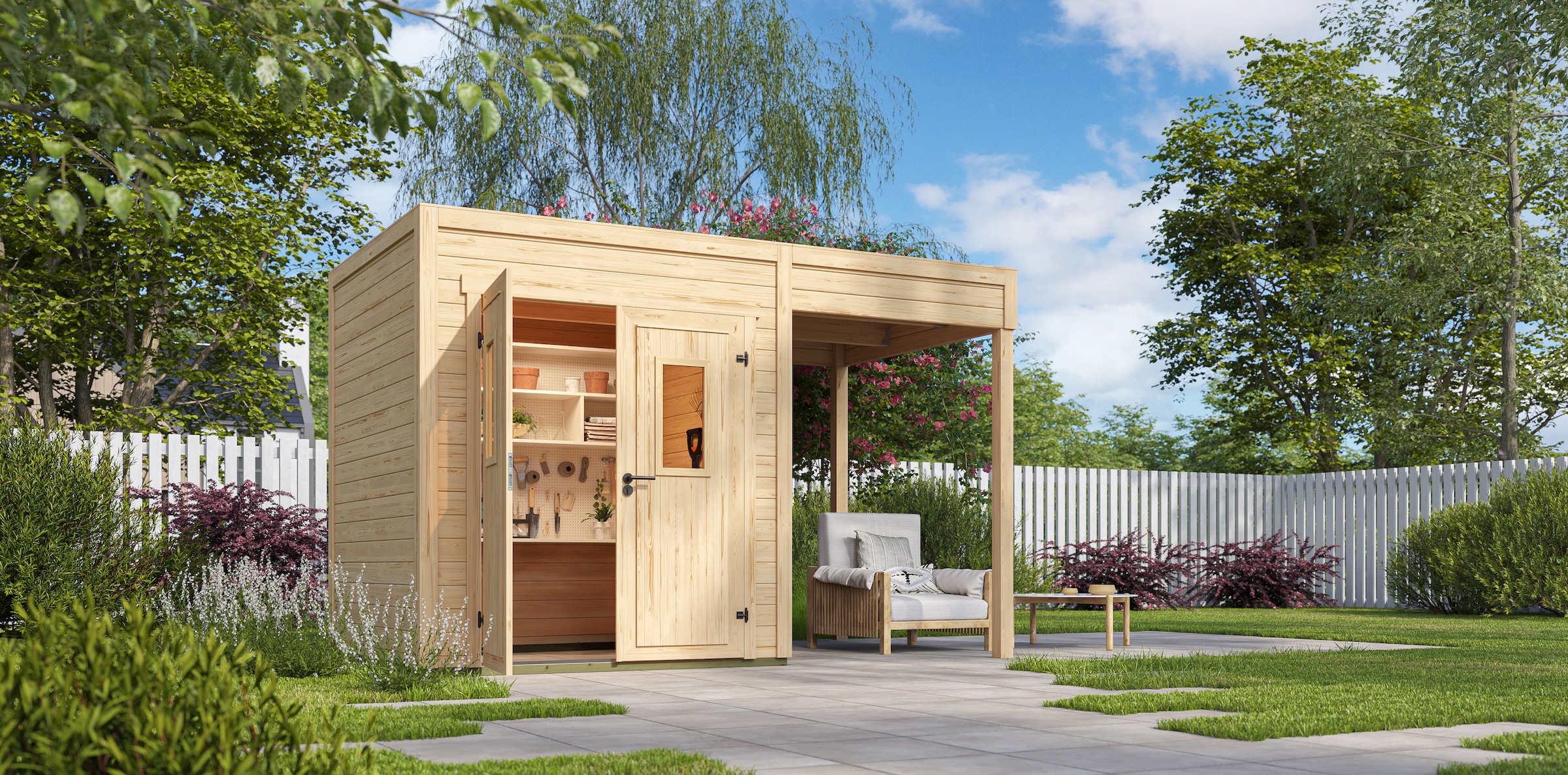 Nordic Holz Gartenhaus-Anbaudach »FELIX_FYNN 1_1,5 A« Flachdach