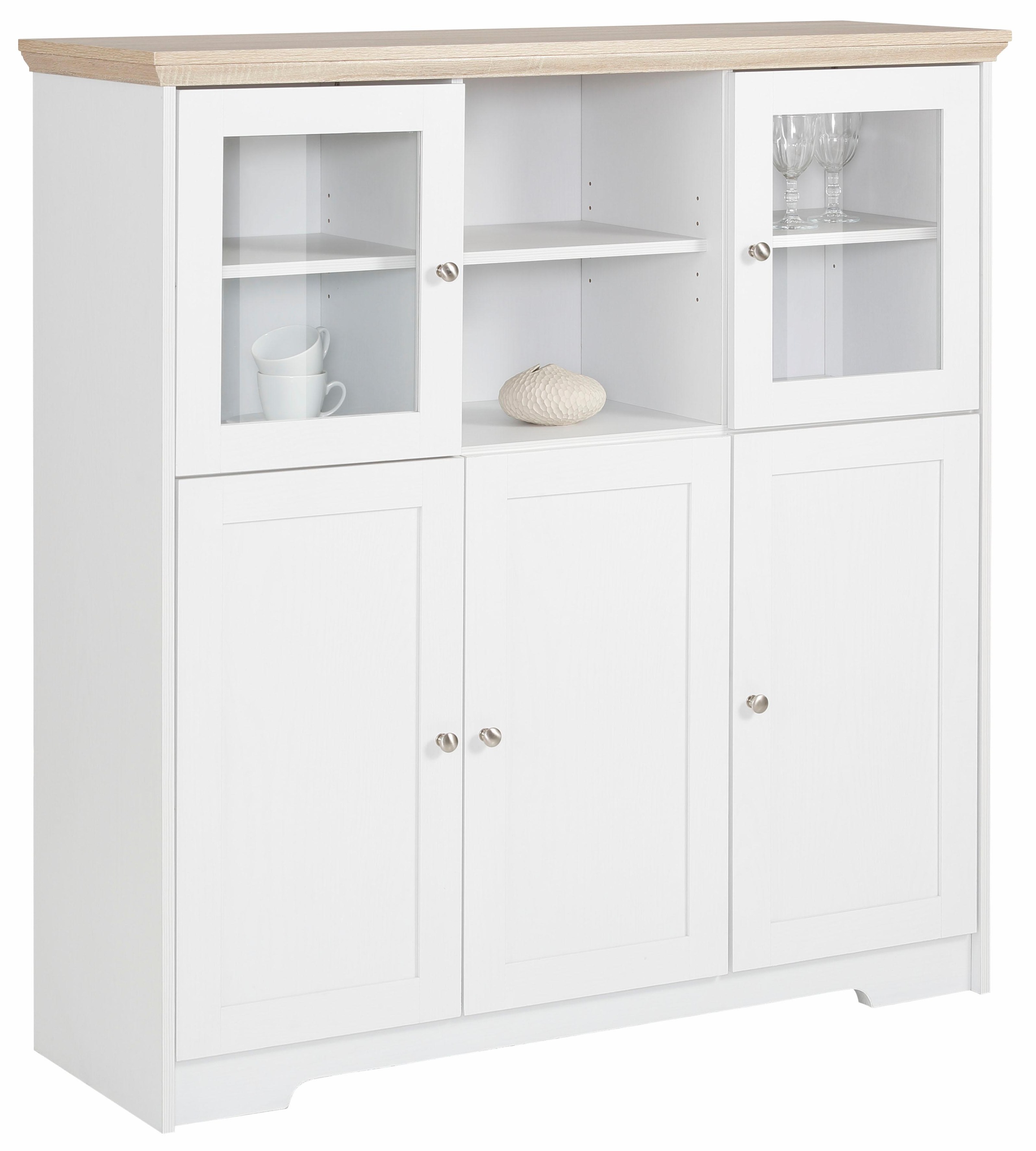 OTTO home Highboard "Nanna" Vitrine in Eichen-Optik, Breite 118 cm