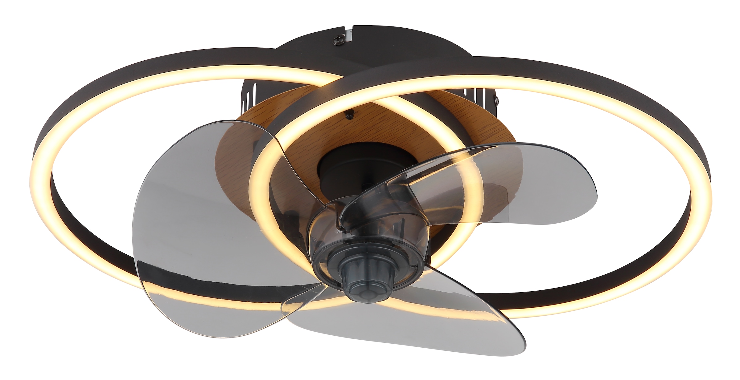 GLOBO LIGHTING Deckenleuchte »KAREN Deckenventilator Metall schwarz matt«, Leuchtmittel LED-Modul | LED fest integriert, LED, Kaltweiß, Neutralweiß, Warmweiß, Deckenlampe, Ventilator