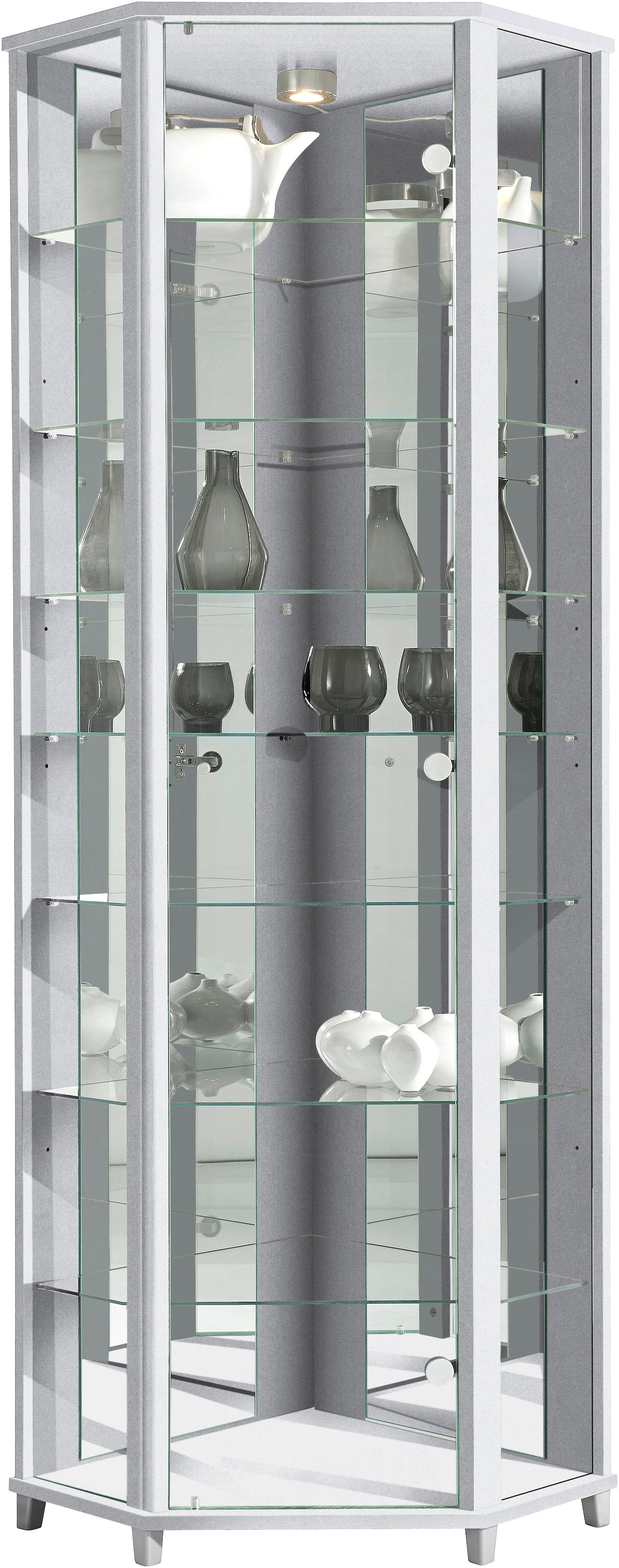 fif möbel Eckvitrine »TRIO Höhe ca. 172 cm, ink. Beleuchtung« Eckvitrine/Glasvitrine 1x Glastür, perfekt für Sammler, Sammlervitrine