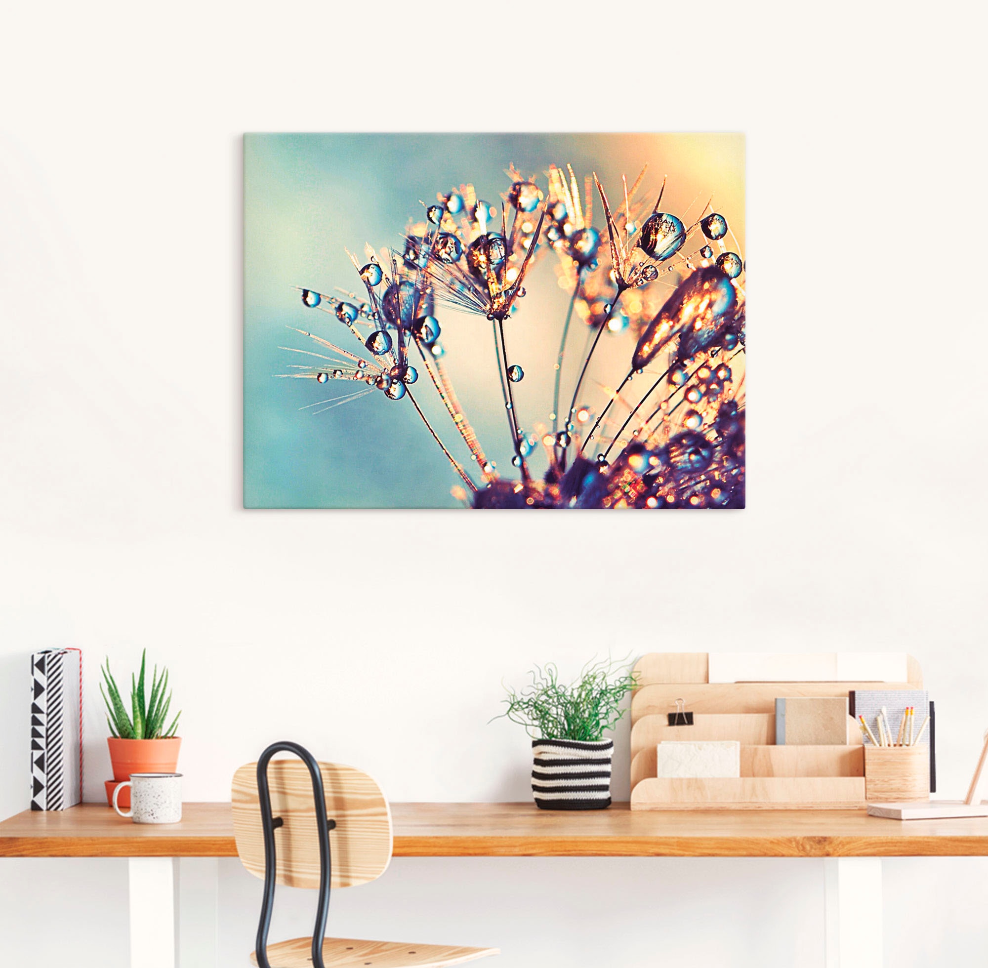 Artland Wandbild »Pusteblume Glitzertau«, Blumen, (1 St.), als  Leinwandbild, Wandaufkleber oder Poster in versch. Größen auf Rechnung  bestellen